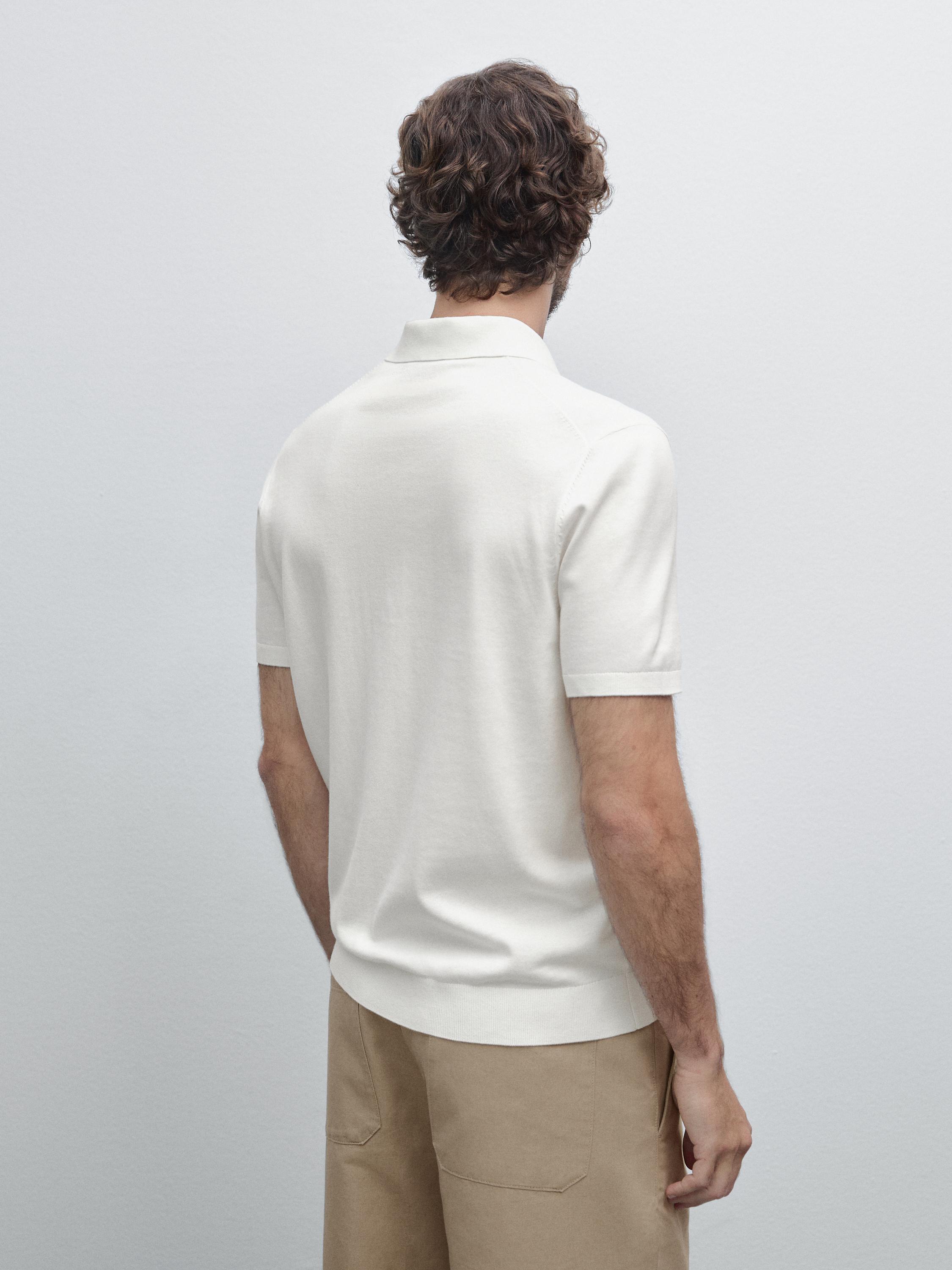 Short sleeve cotton knit polo shirt