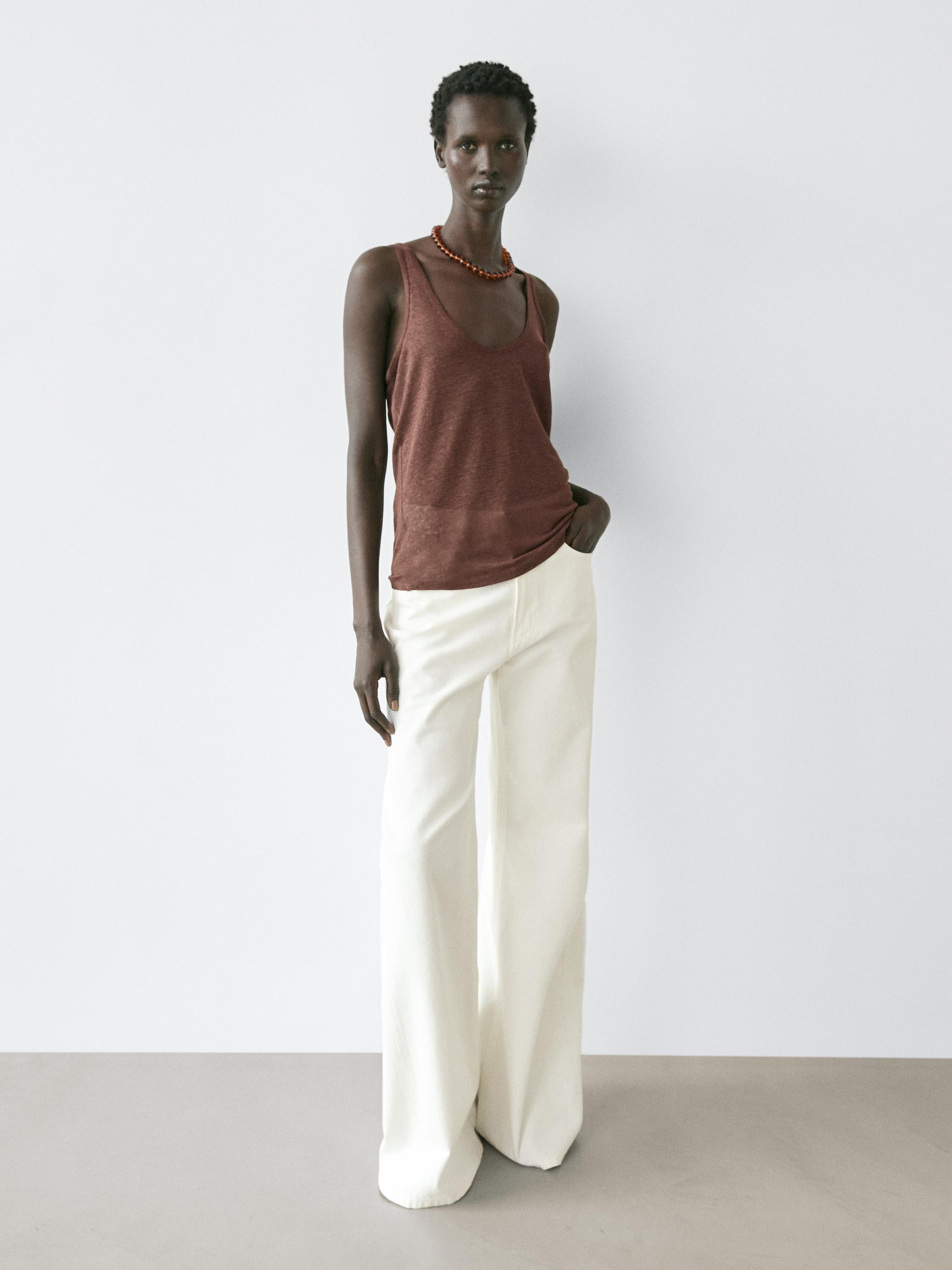 High-waist flare fit jeans — Off white