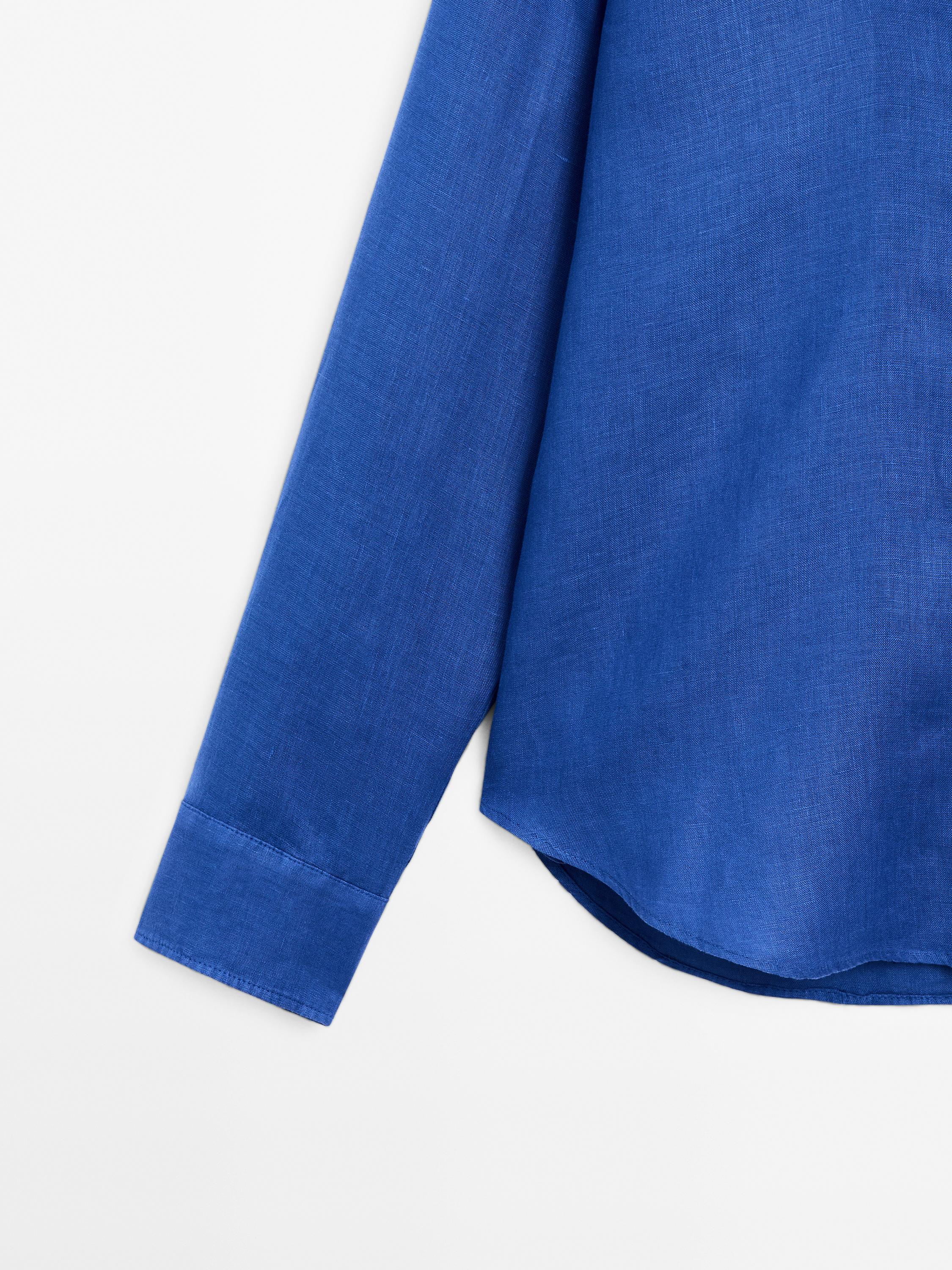 100% linen open collar shirt