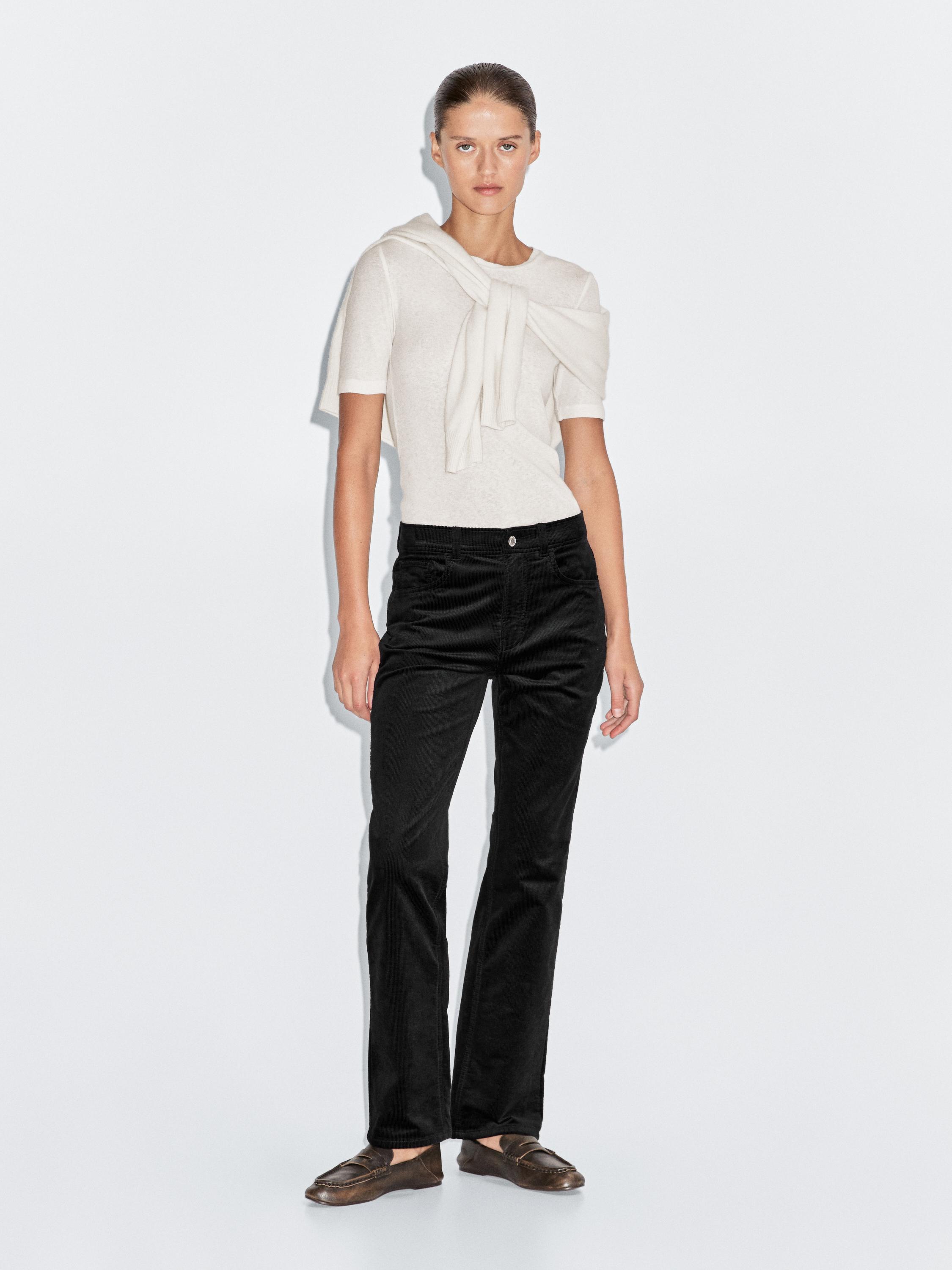 Straight-leg needlecord trousers