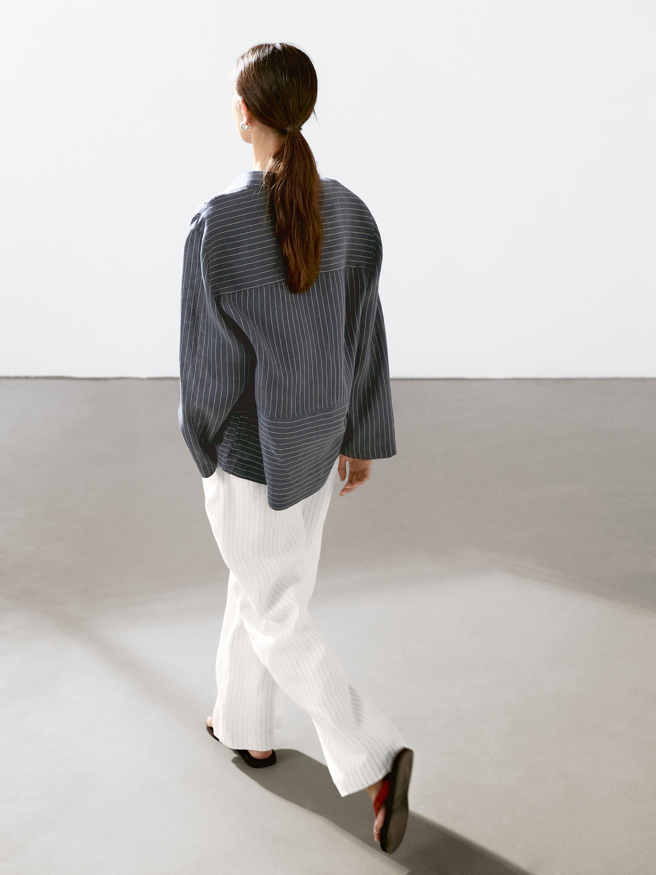 Striped linen blend shirt