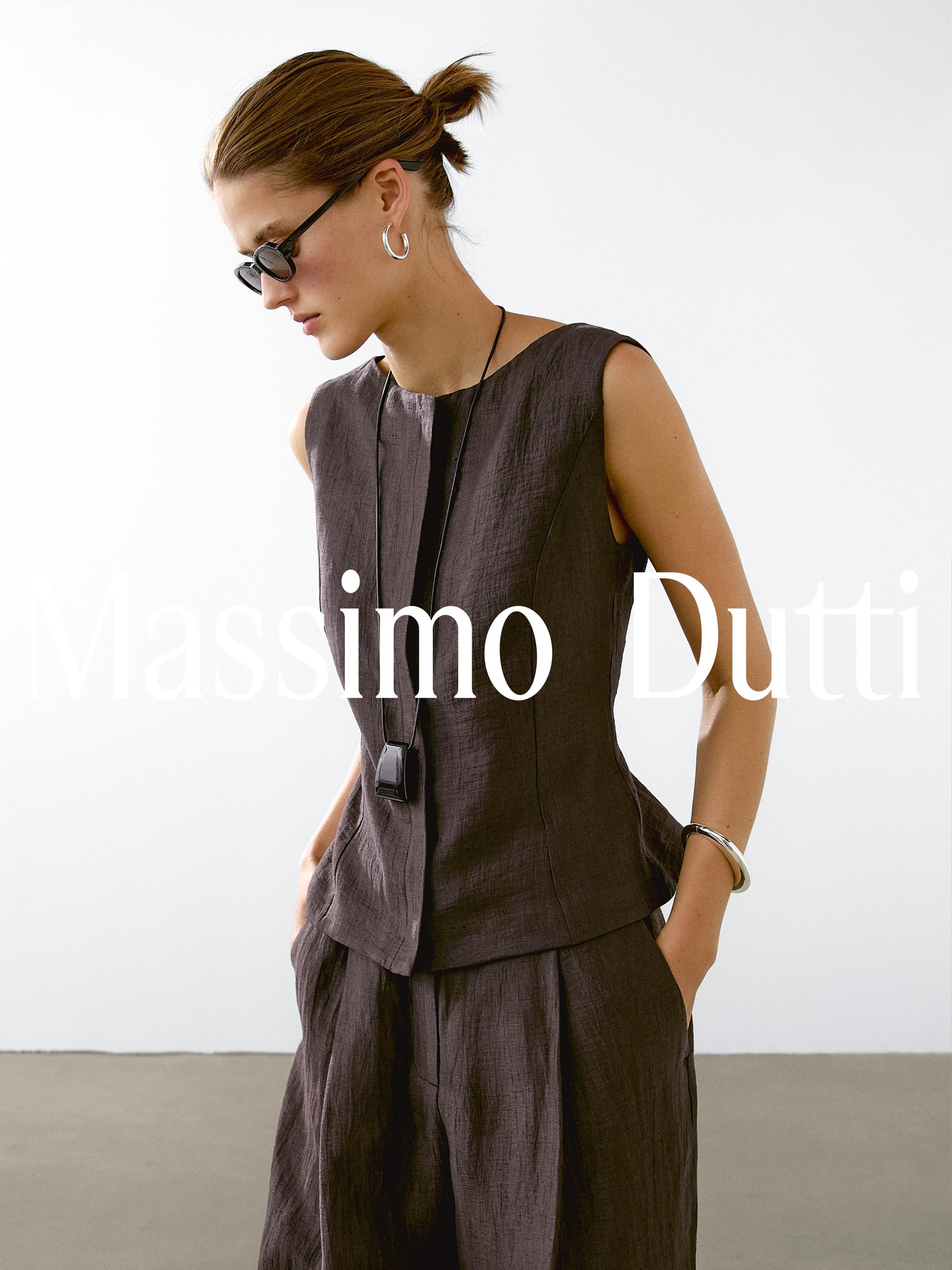 Linen blend round neck waistcoat