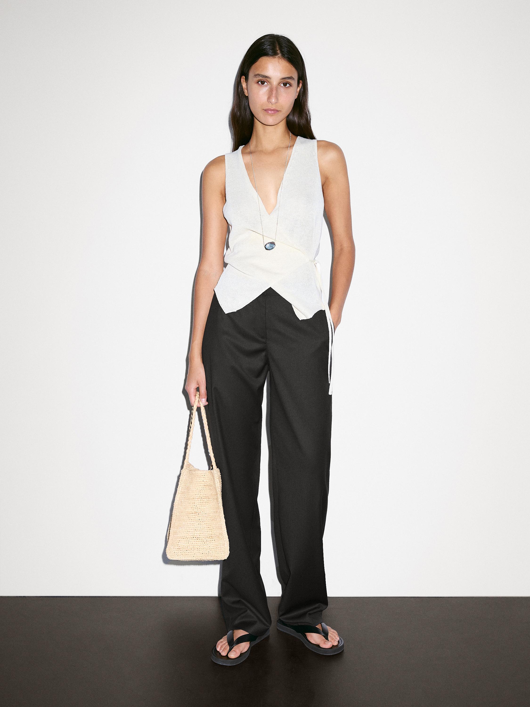 Flowing low-rise straight-leg trousers
