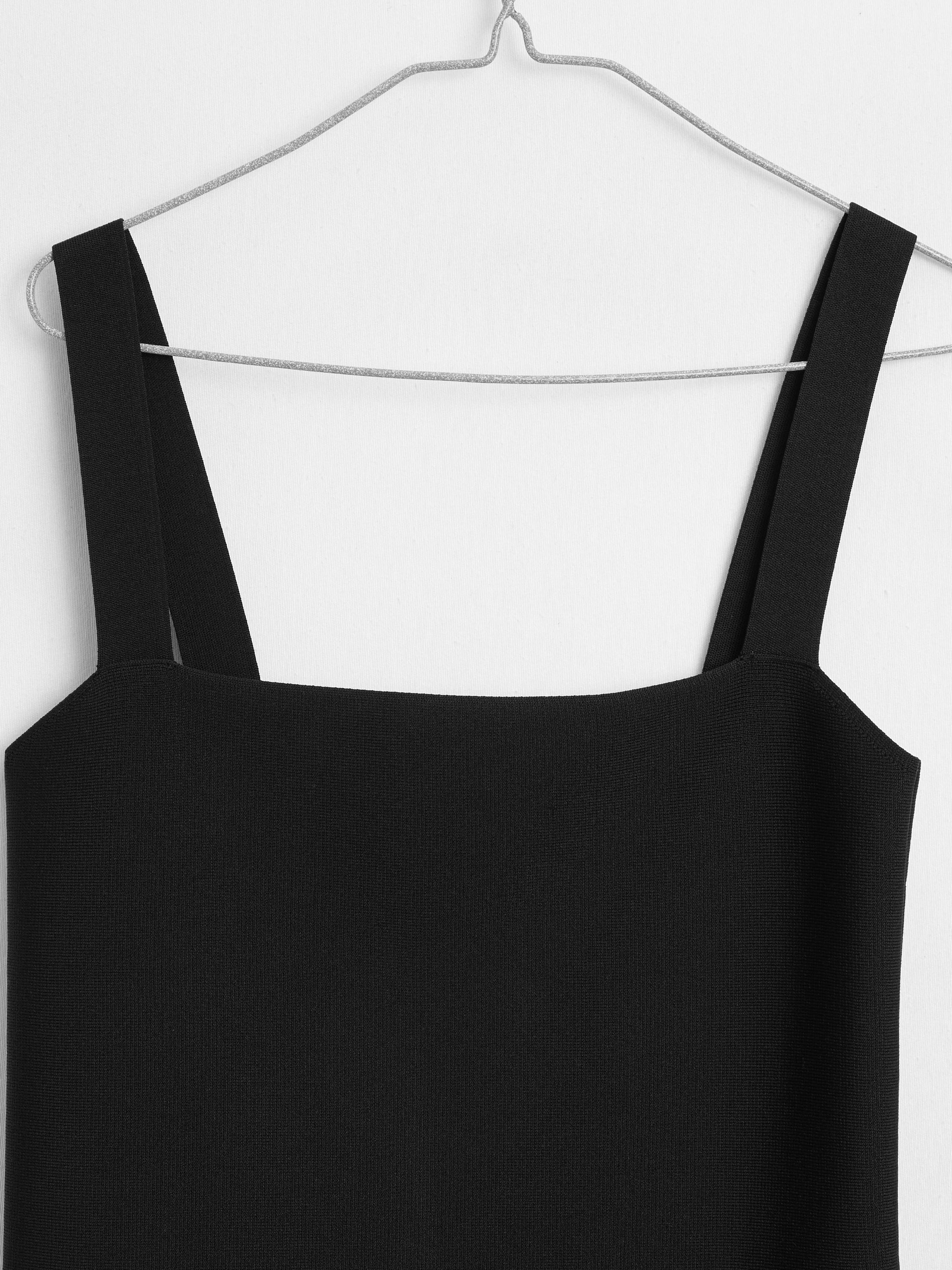 Knit top with a square neckline — BLACK