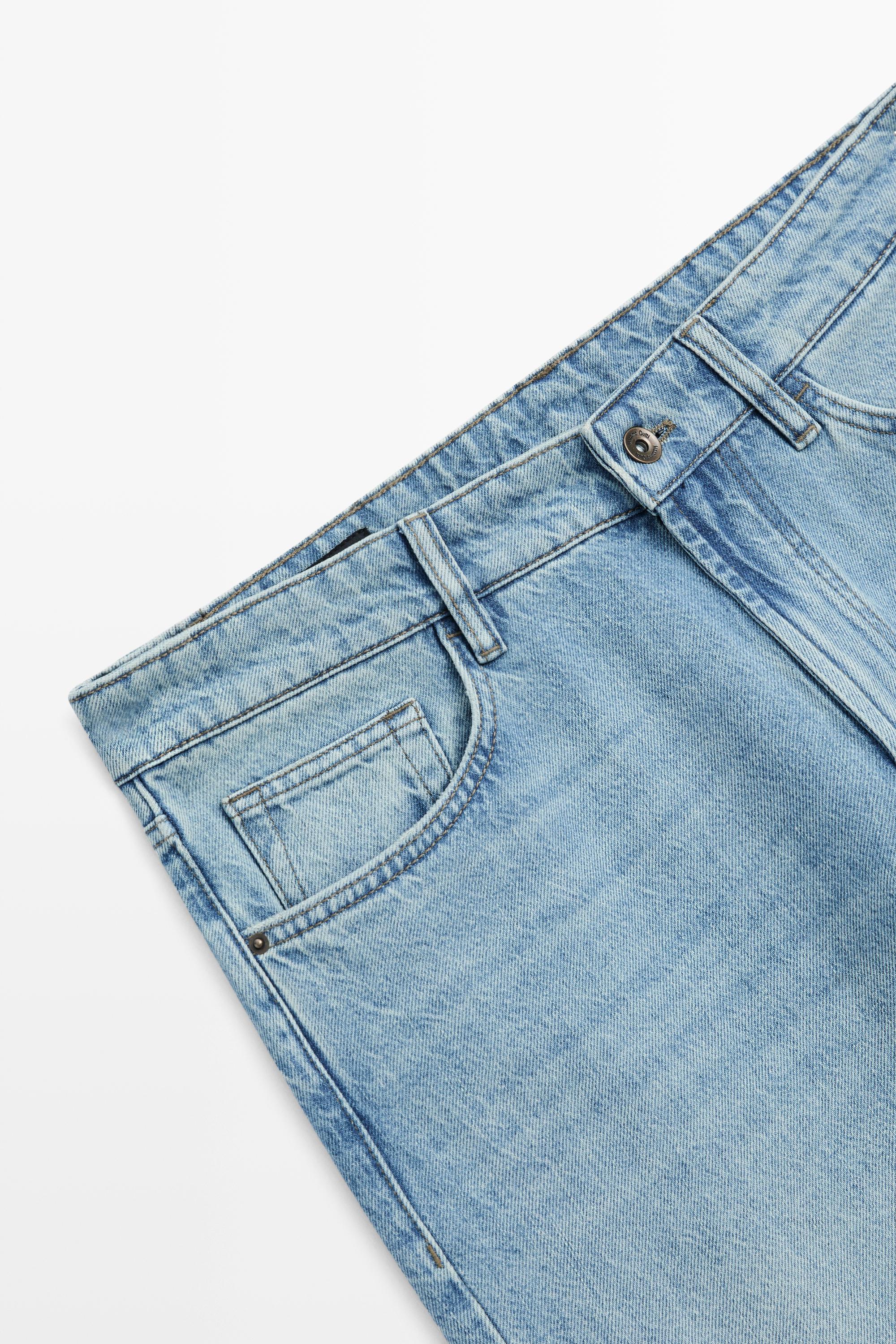 Bleach washed tapered fit jeans — Light Blue