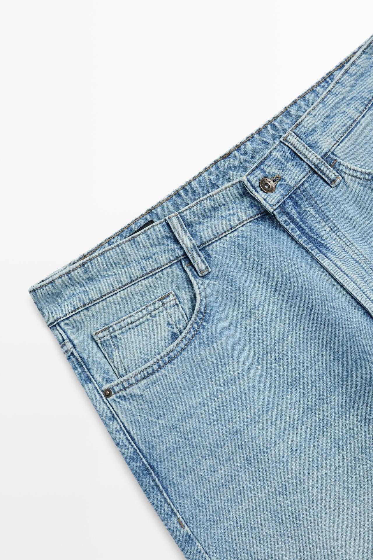Bleach washed tapered fit jeans — Light Blue