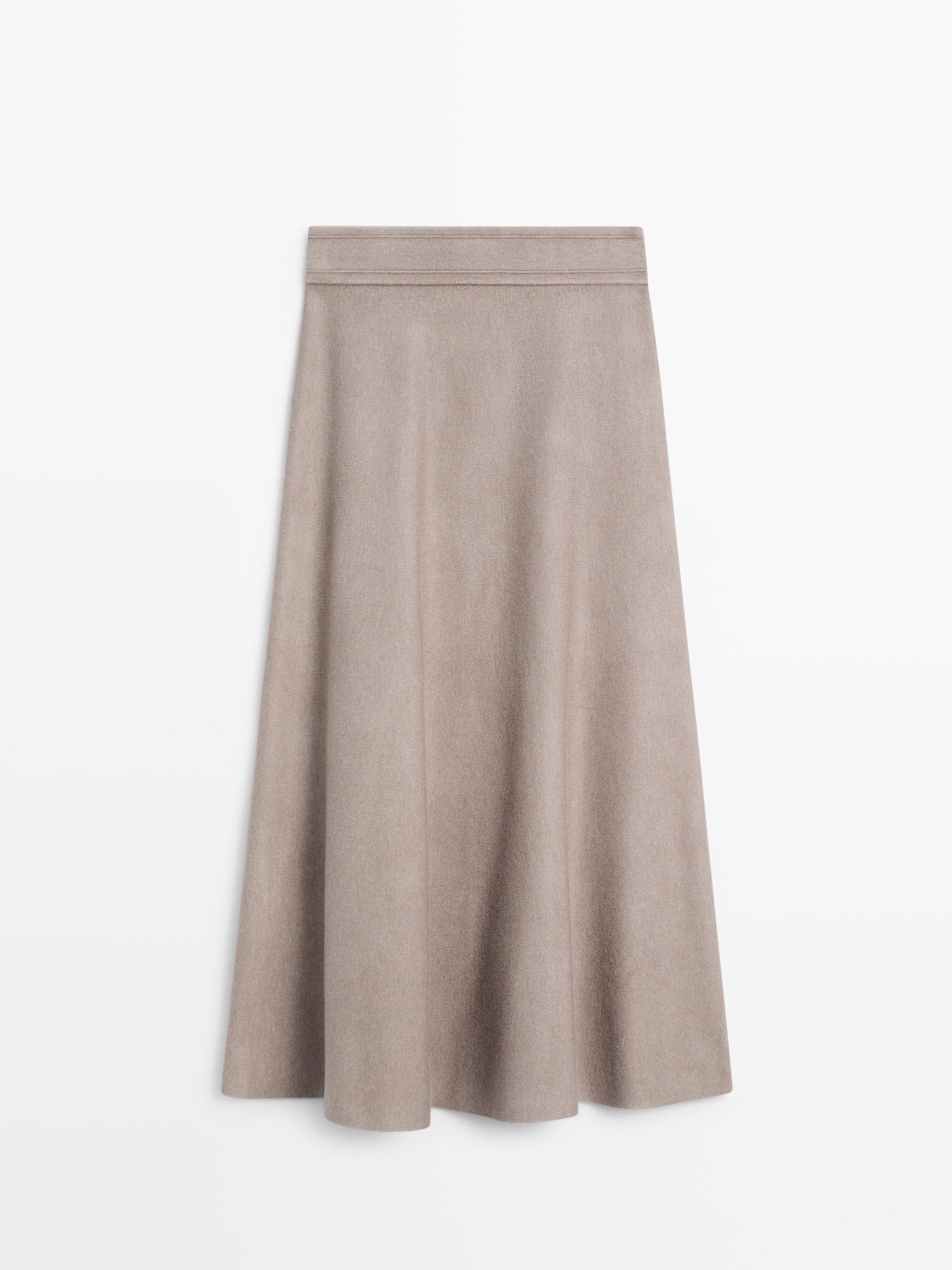 Knit flared midi skirt