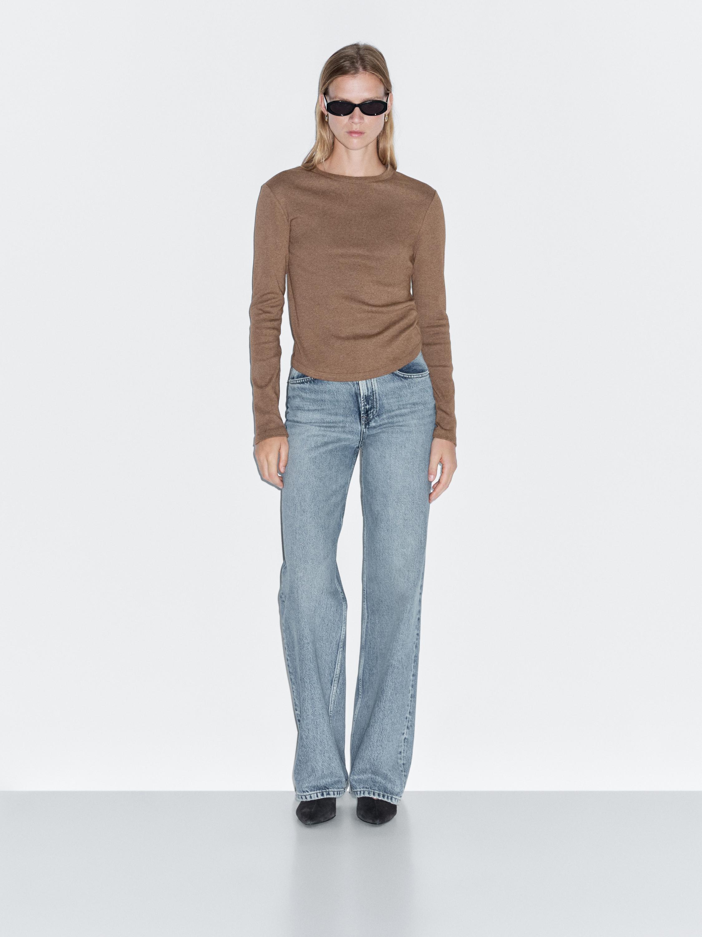 T-shirt met lange mouw en afgeronde zoom