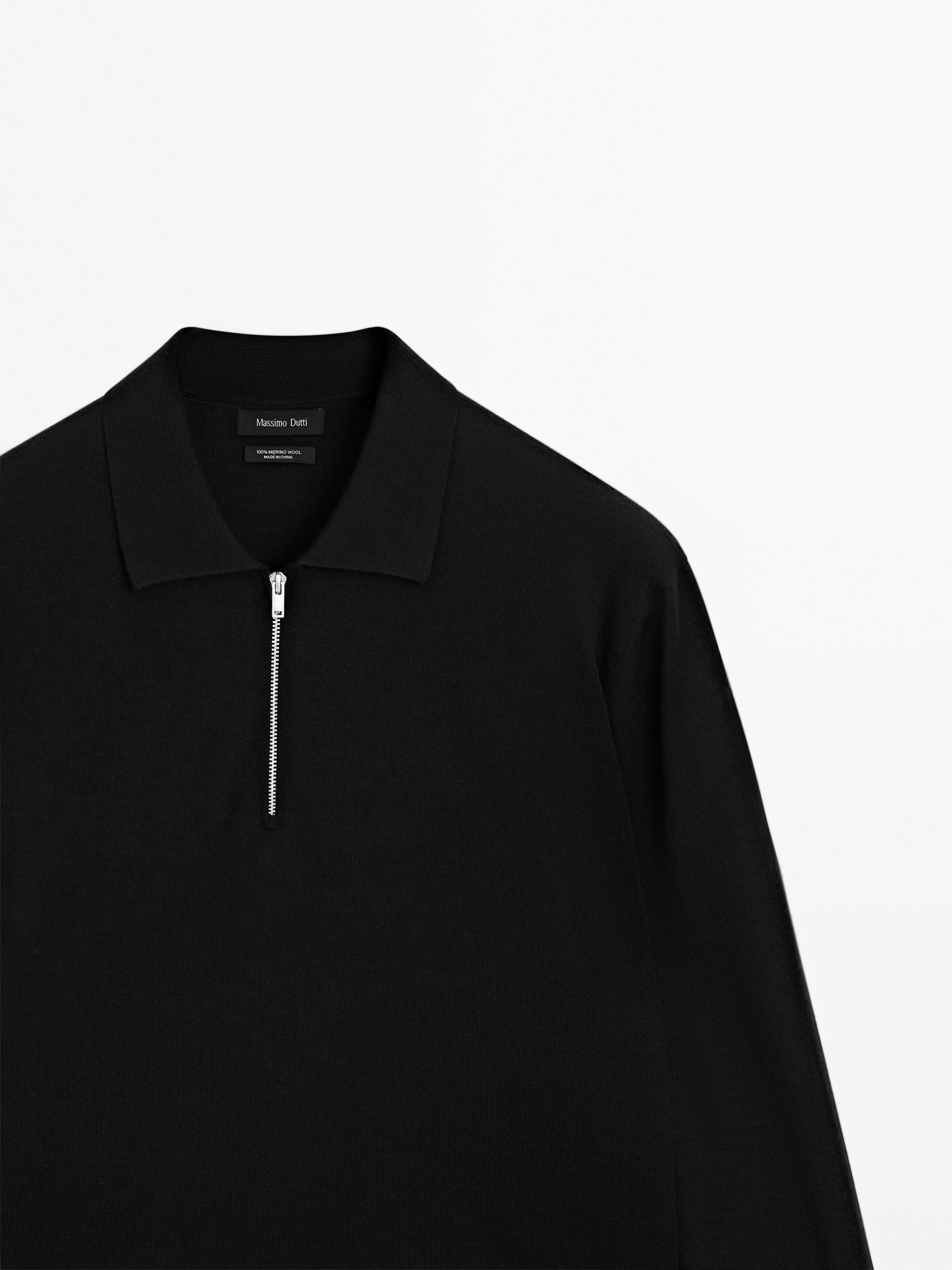 Maglia a polo in lana merino