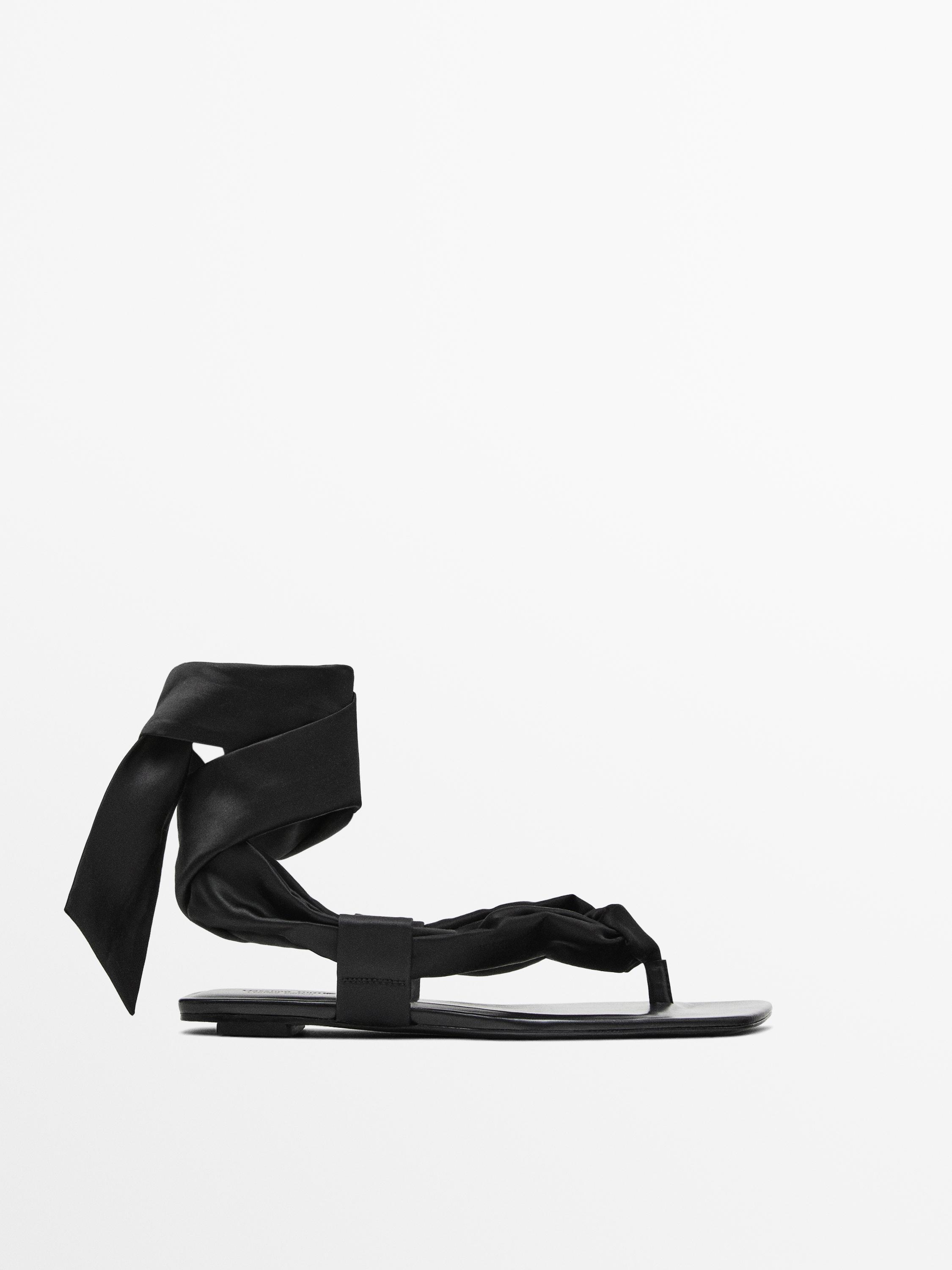Sandalia plana lazada satén - Limited edition