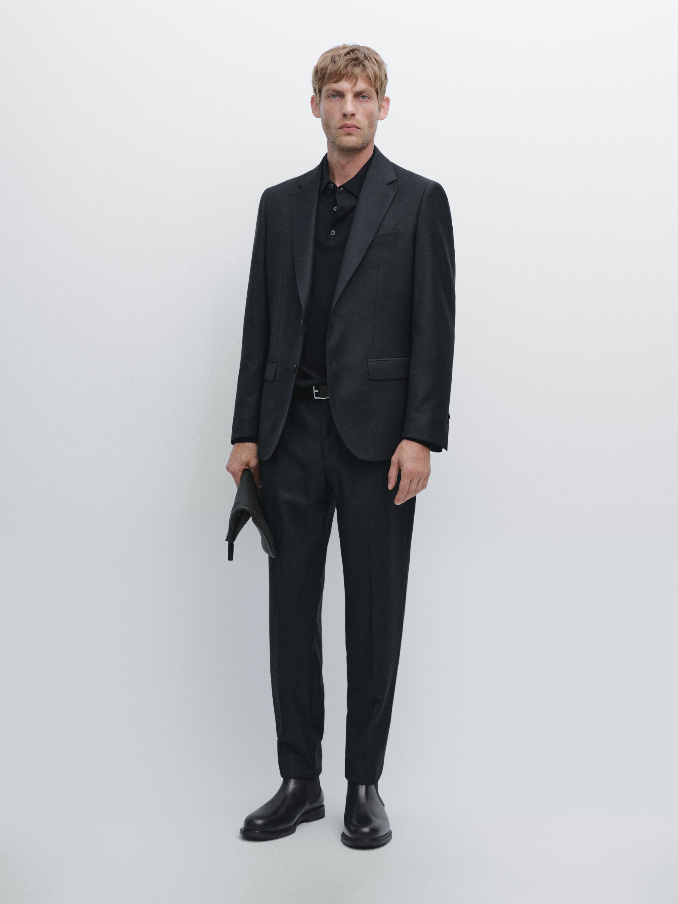 Micro textured weave suit blazer