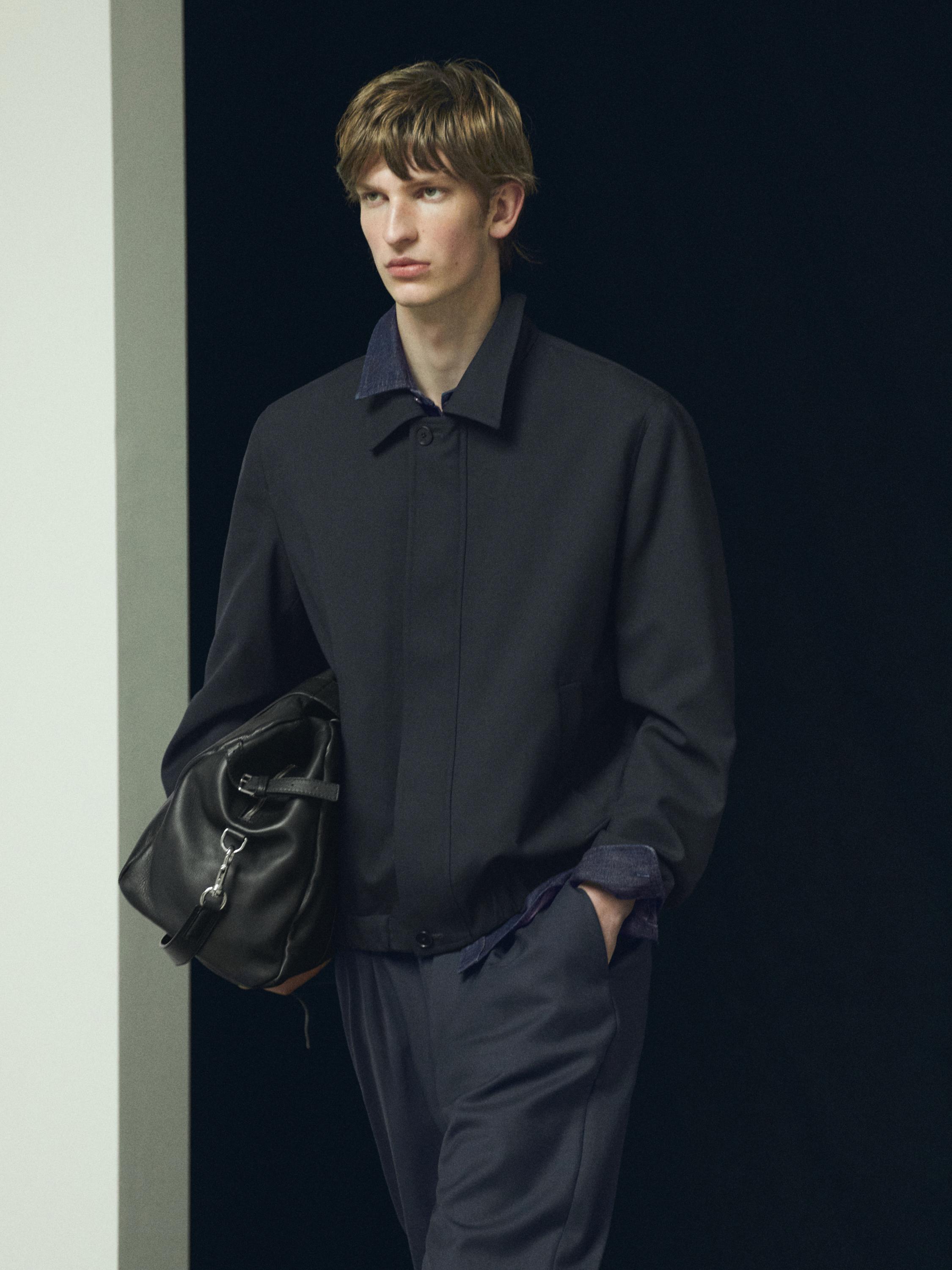 Cold wool total look jacket — NAVY BLUE