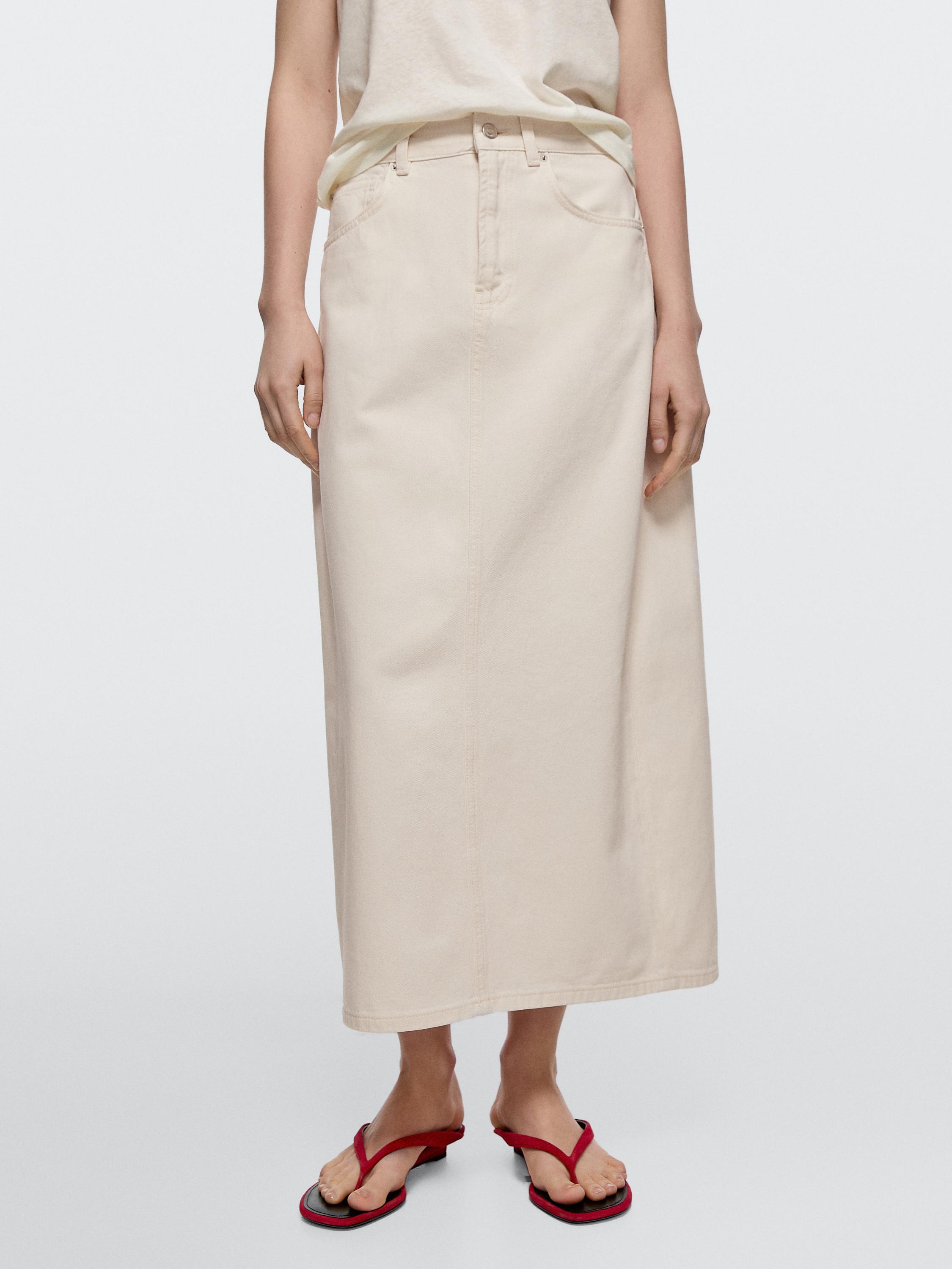 Barrel fit denim midi skirt — CREAM