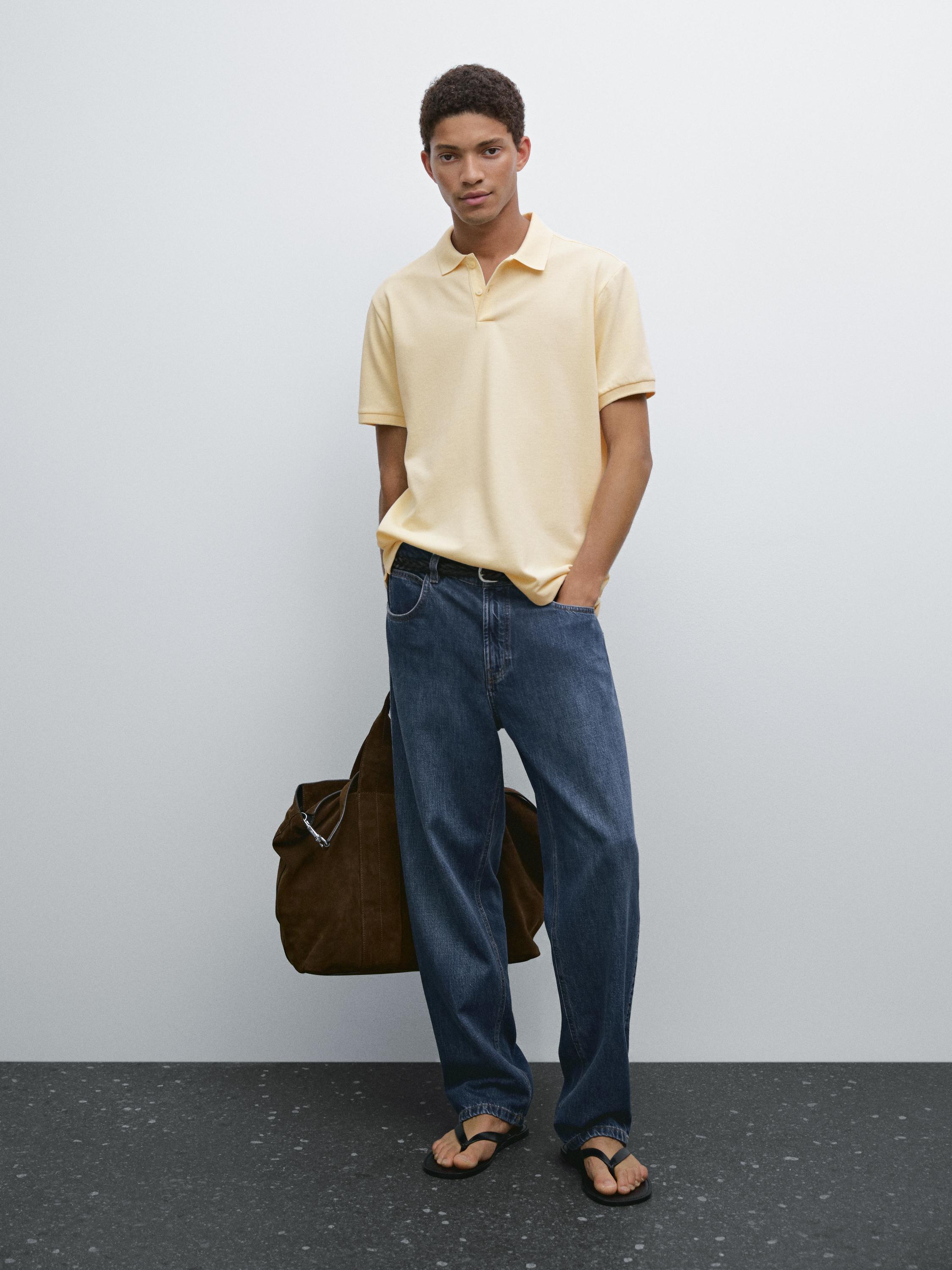 Polo micro-texture en piqué de coton