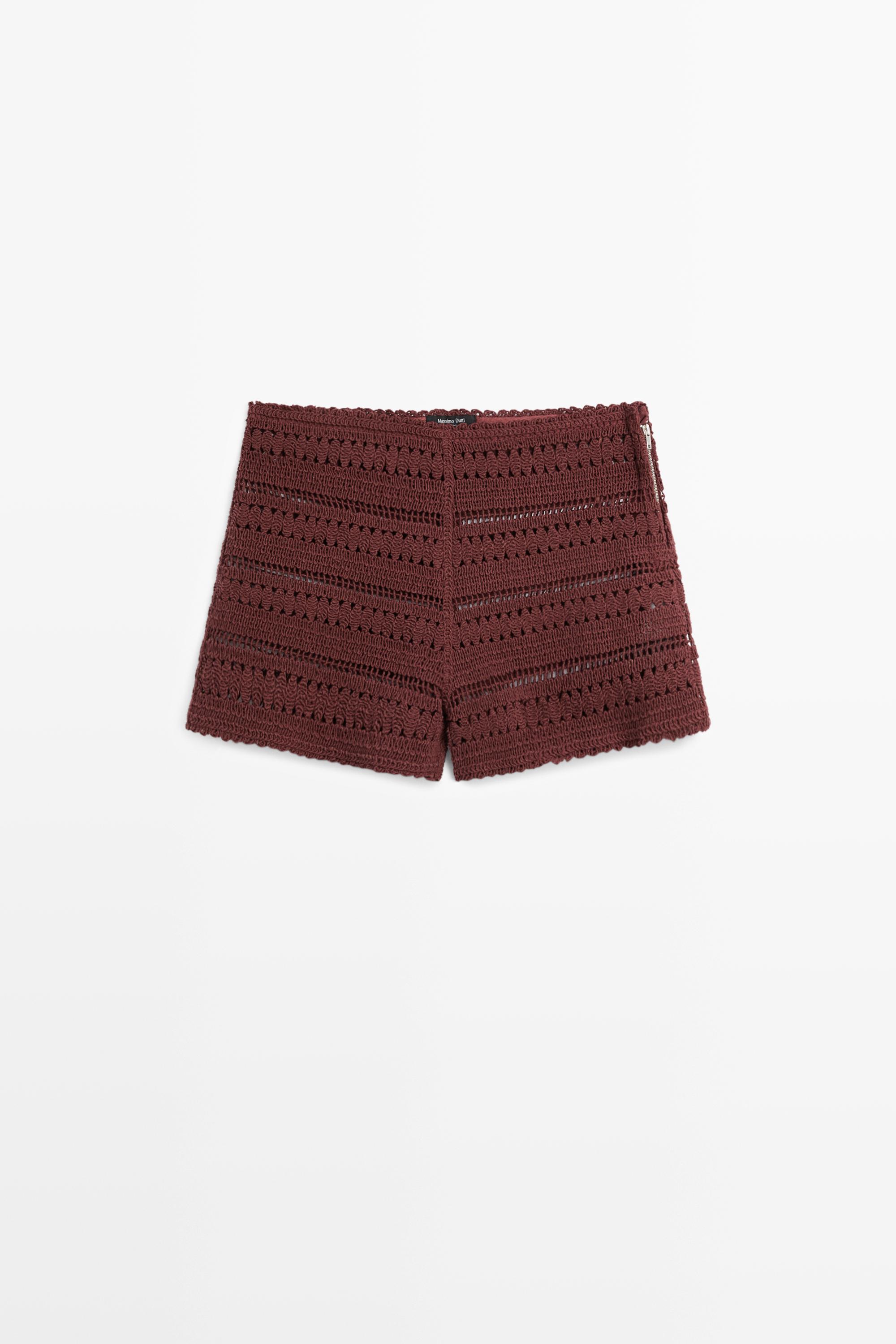 Cotton crochet shorts — RUSSET