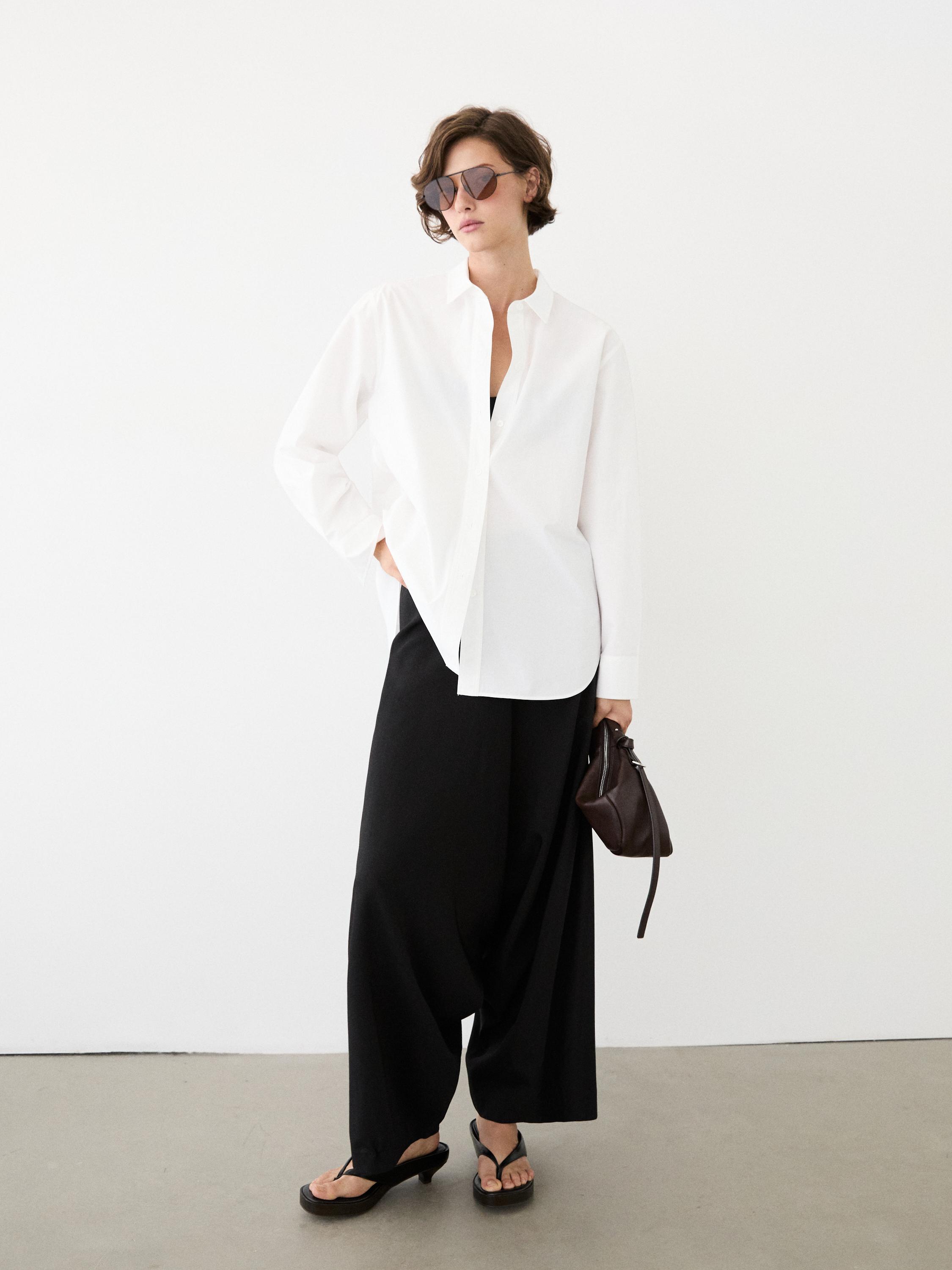 100% cotton poplin shirt — WHITE