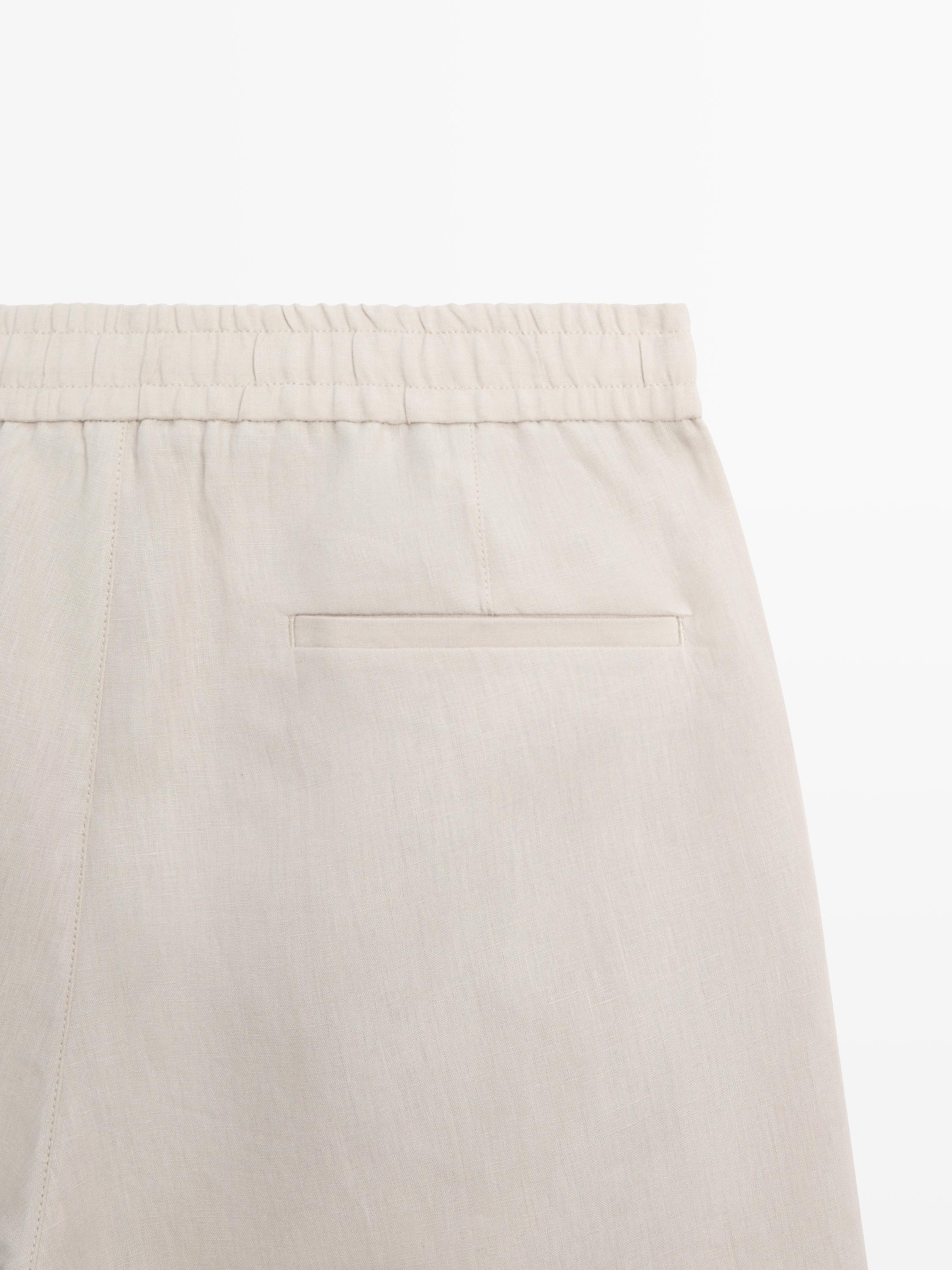 100% linen short Bermuda shorts — SAND