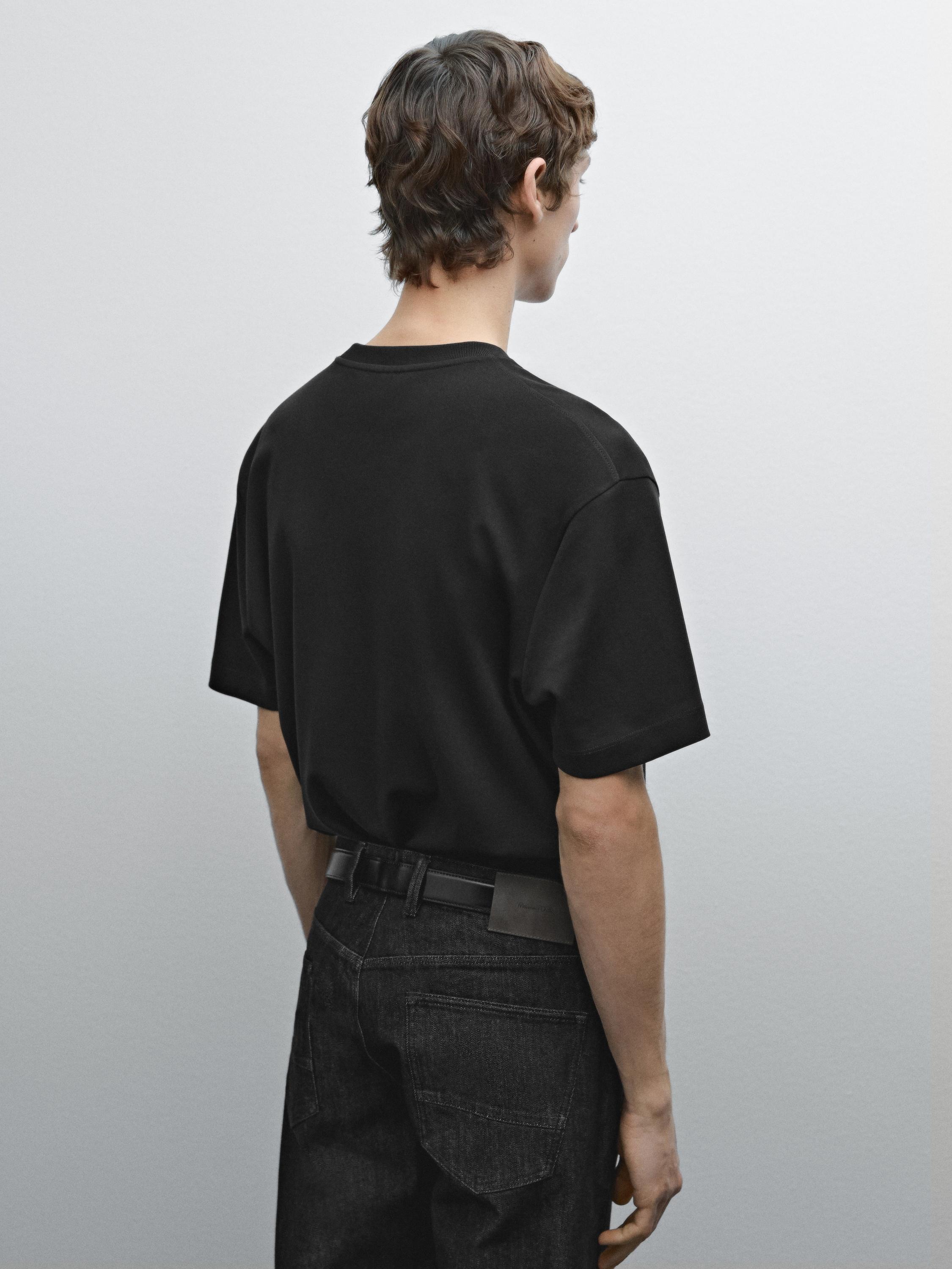 ★Massimo Dutti★ 100% cotton medium weight t-shirt 100% cotton wide fit T-shirt · Black, White, Cream · T