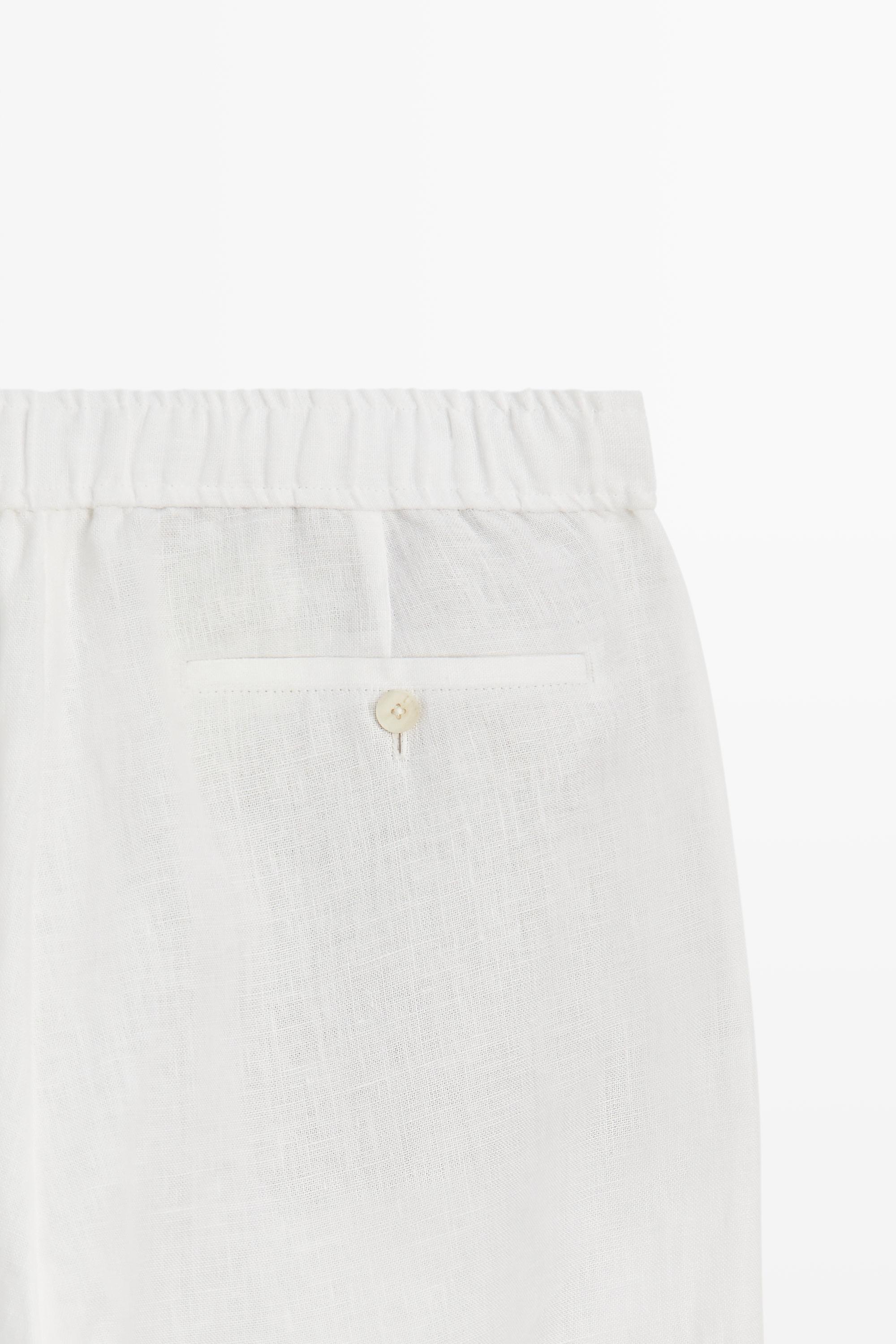 100% linen jogger fit pants — WHITE