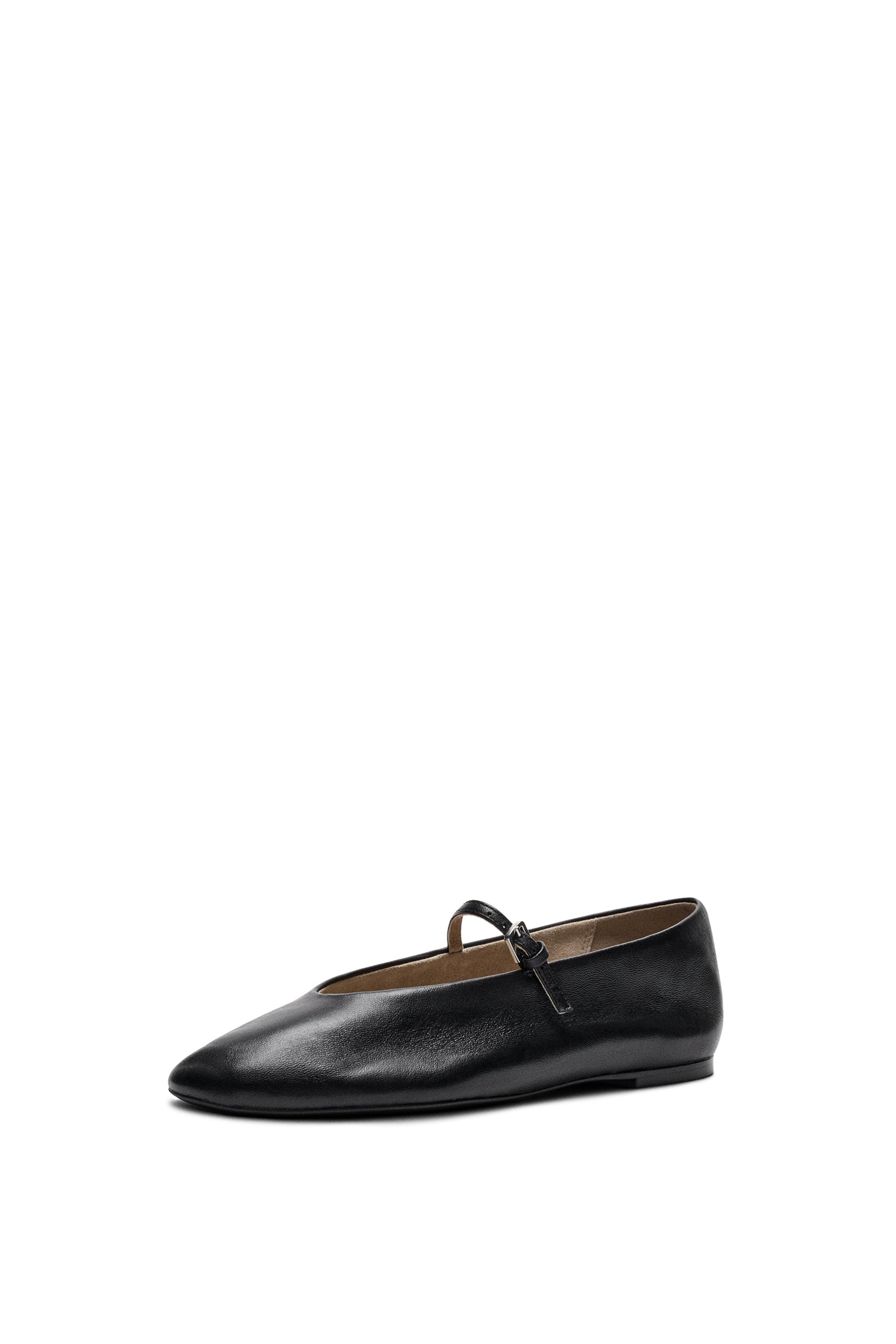 Soft leather ballerinas — BLACK
