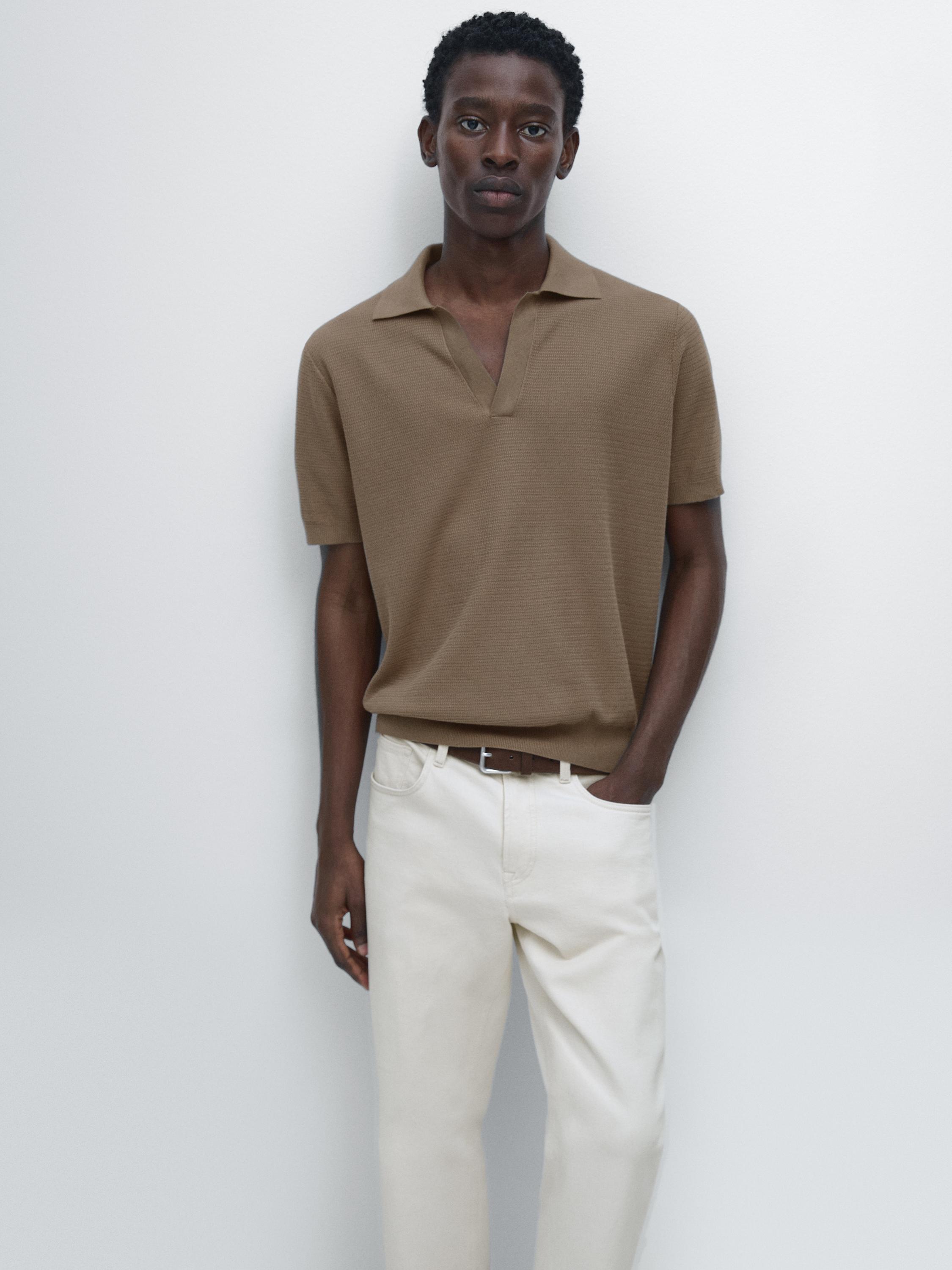 Knit V-neck polo shirt