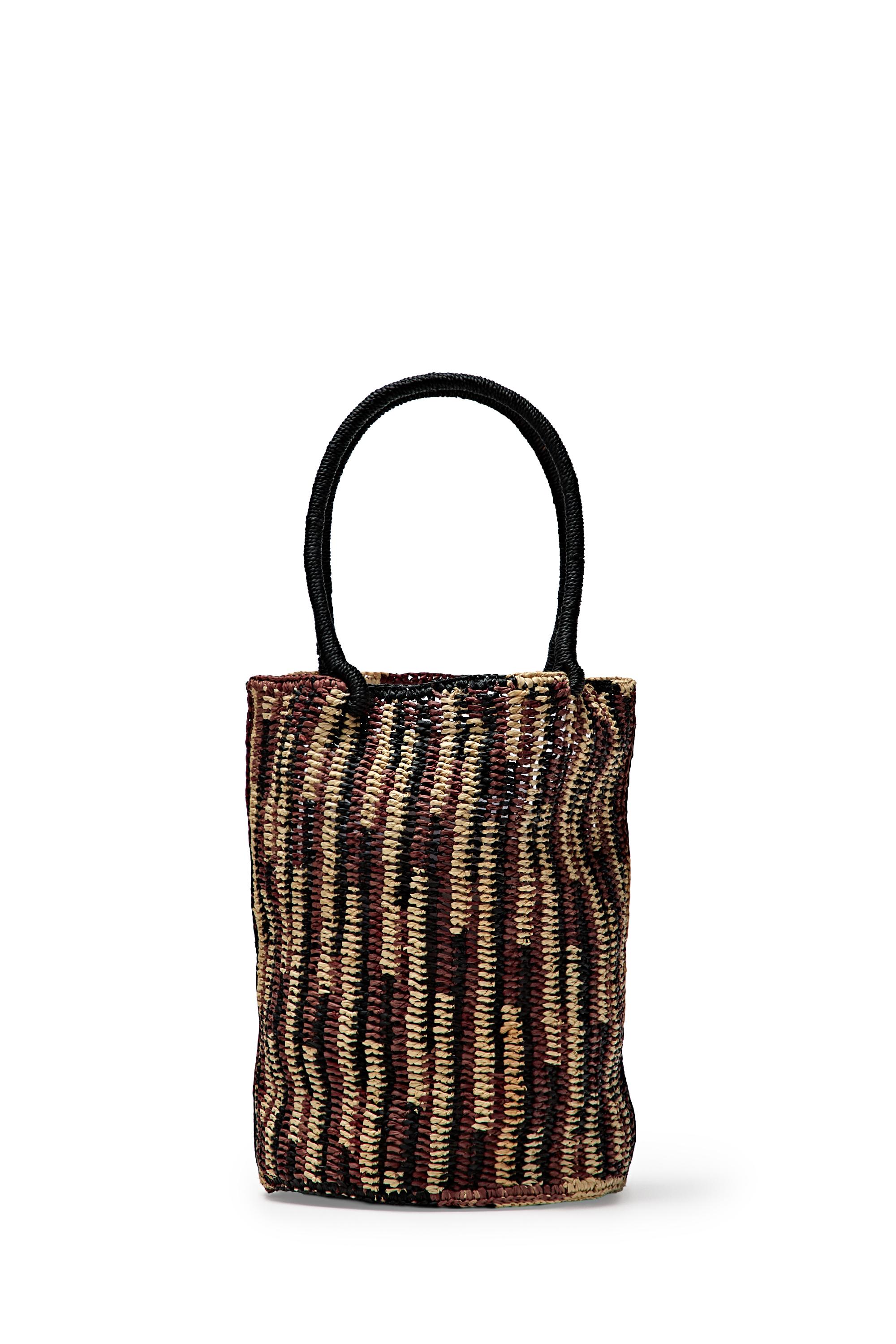 Mini raffia bucket bag — RUSSET