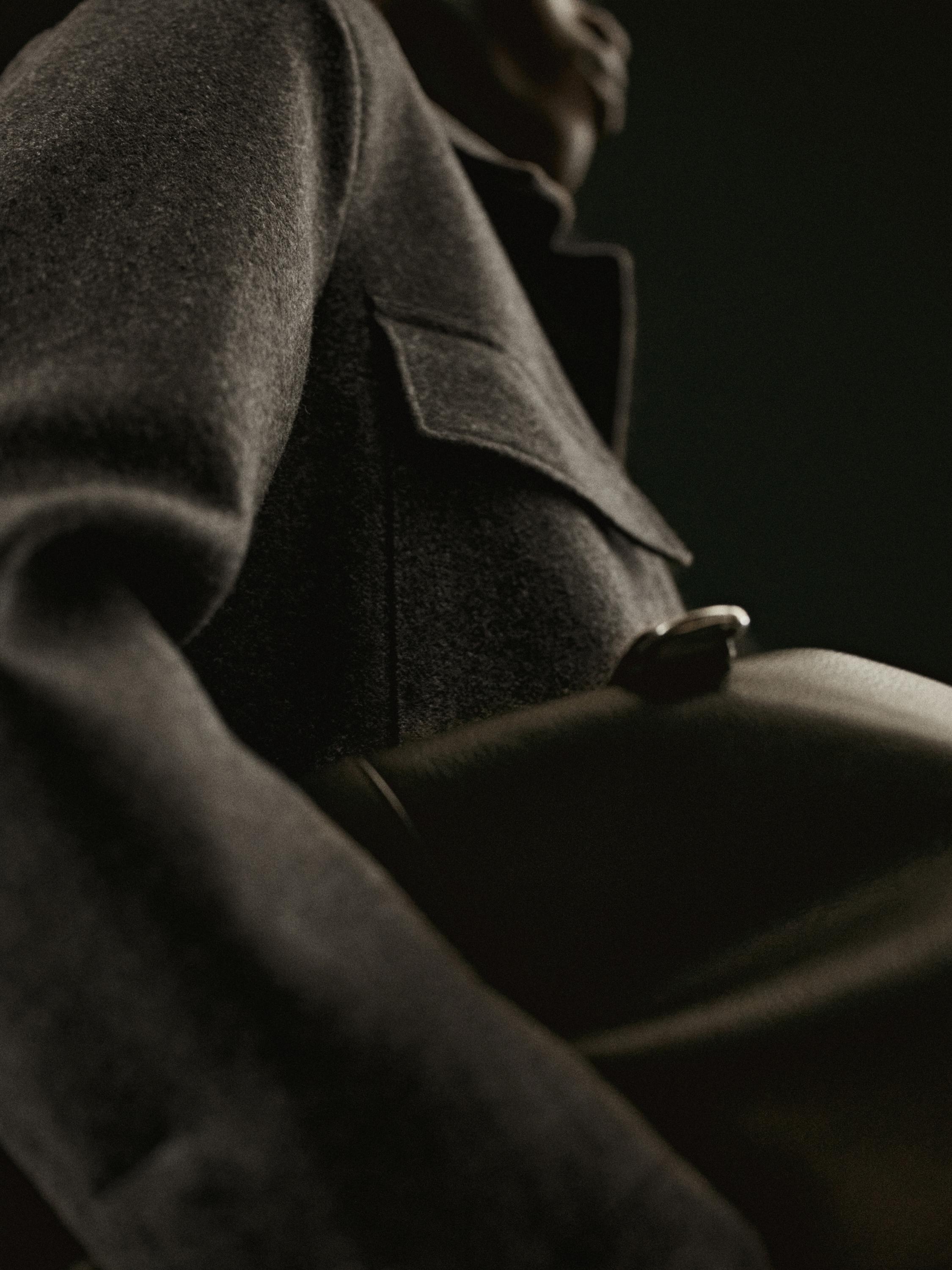 Herringbone wool blend cardigan — MINK
