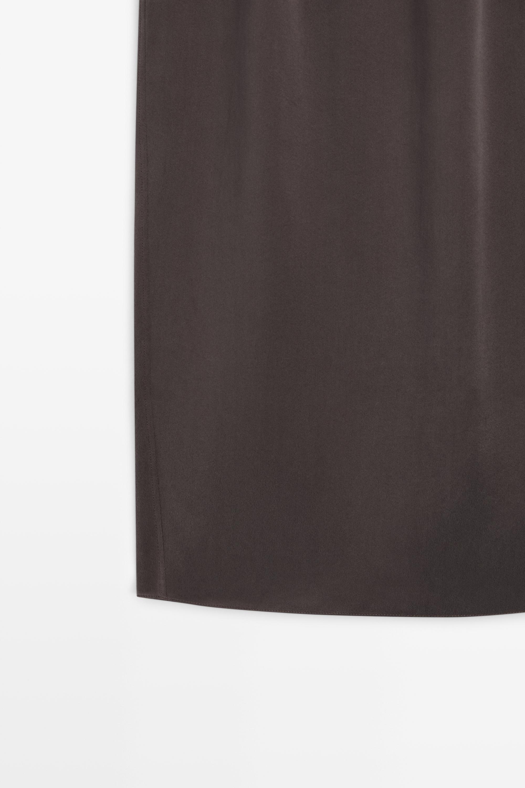 100% silk straight midi skirt — DARK GREY
