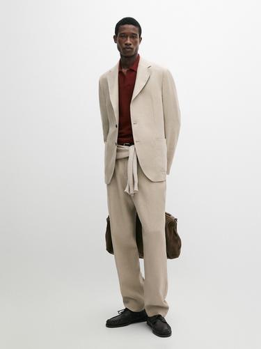 100% linen suit blazer — BEIGE 1
