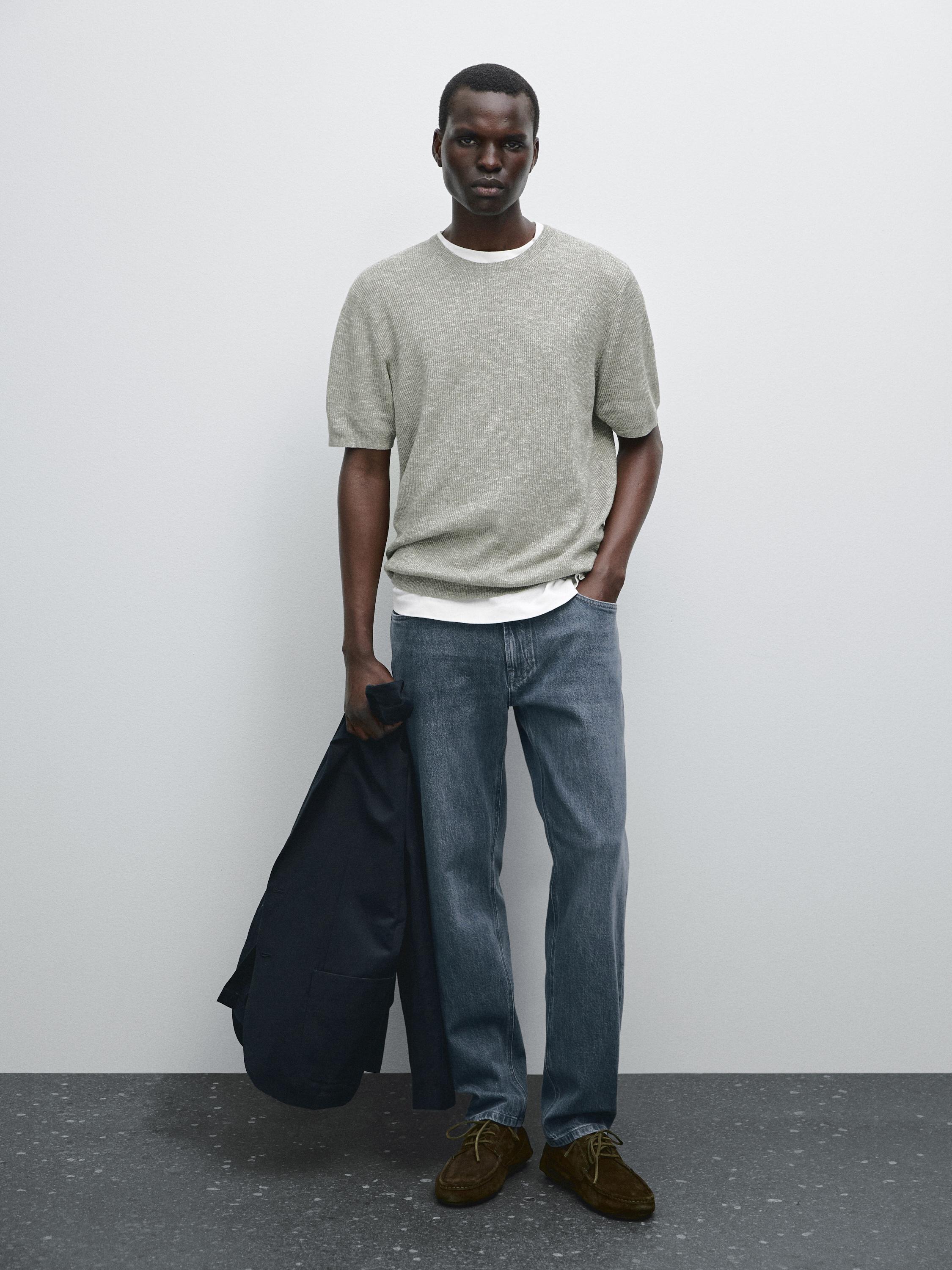 Short sleeve mouliné knit T-shirt