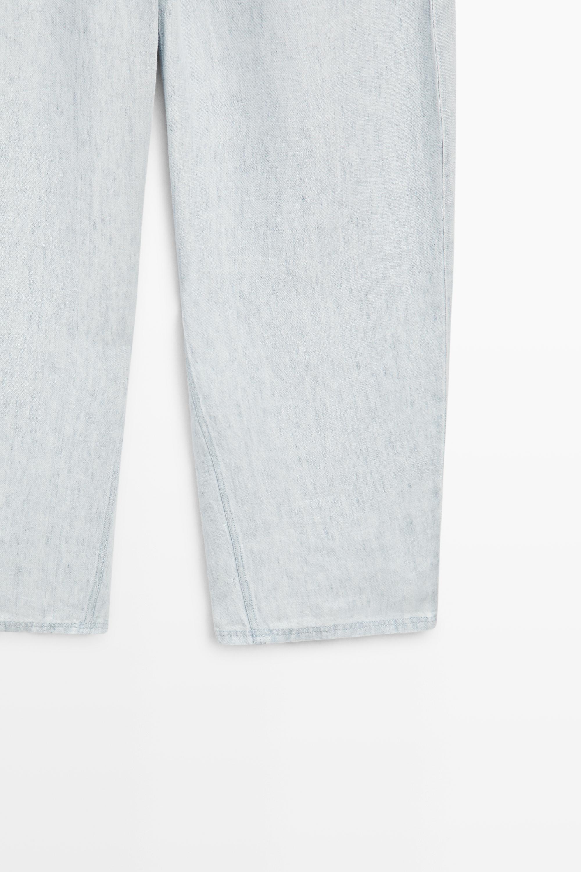 100% linen barrel fit pants - STUDIO — Light Blue