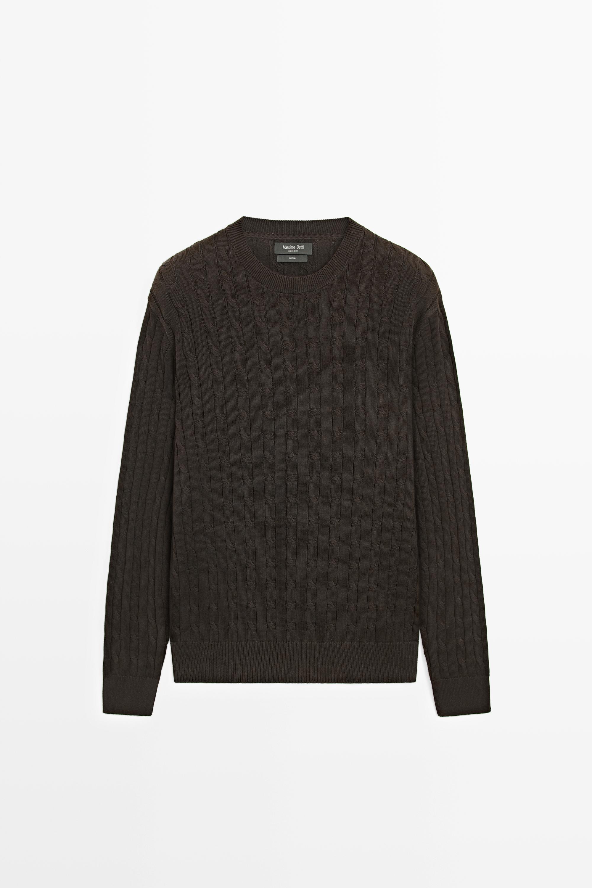 Cable-knit round neck sweater