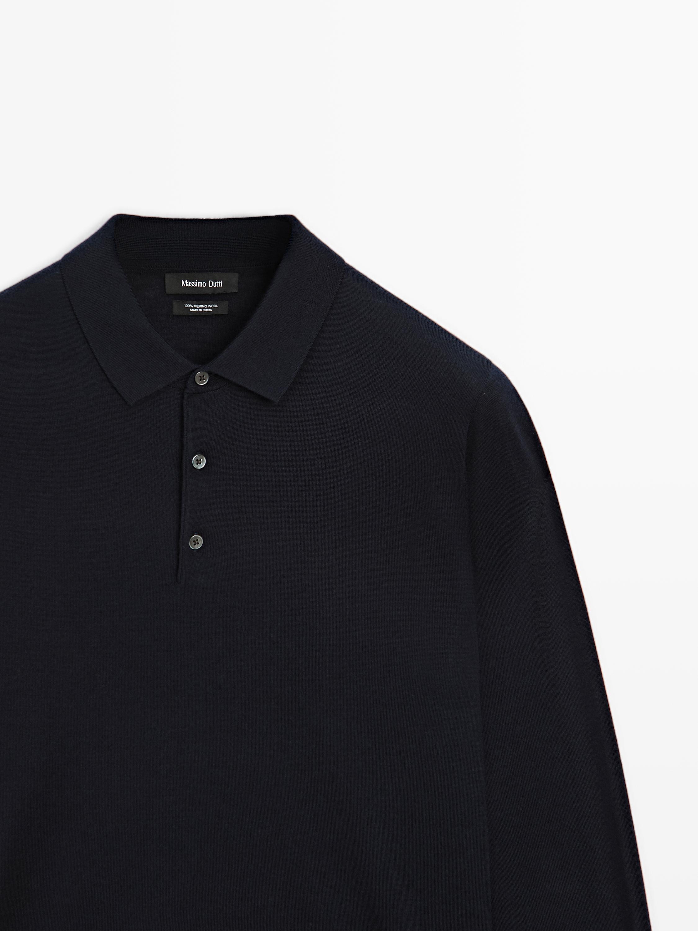 100% merino wool knit polo jumper