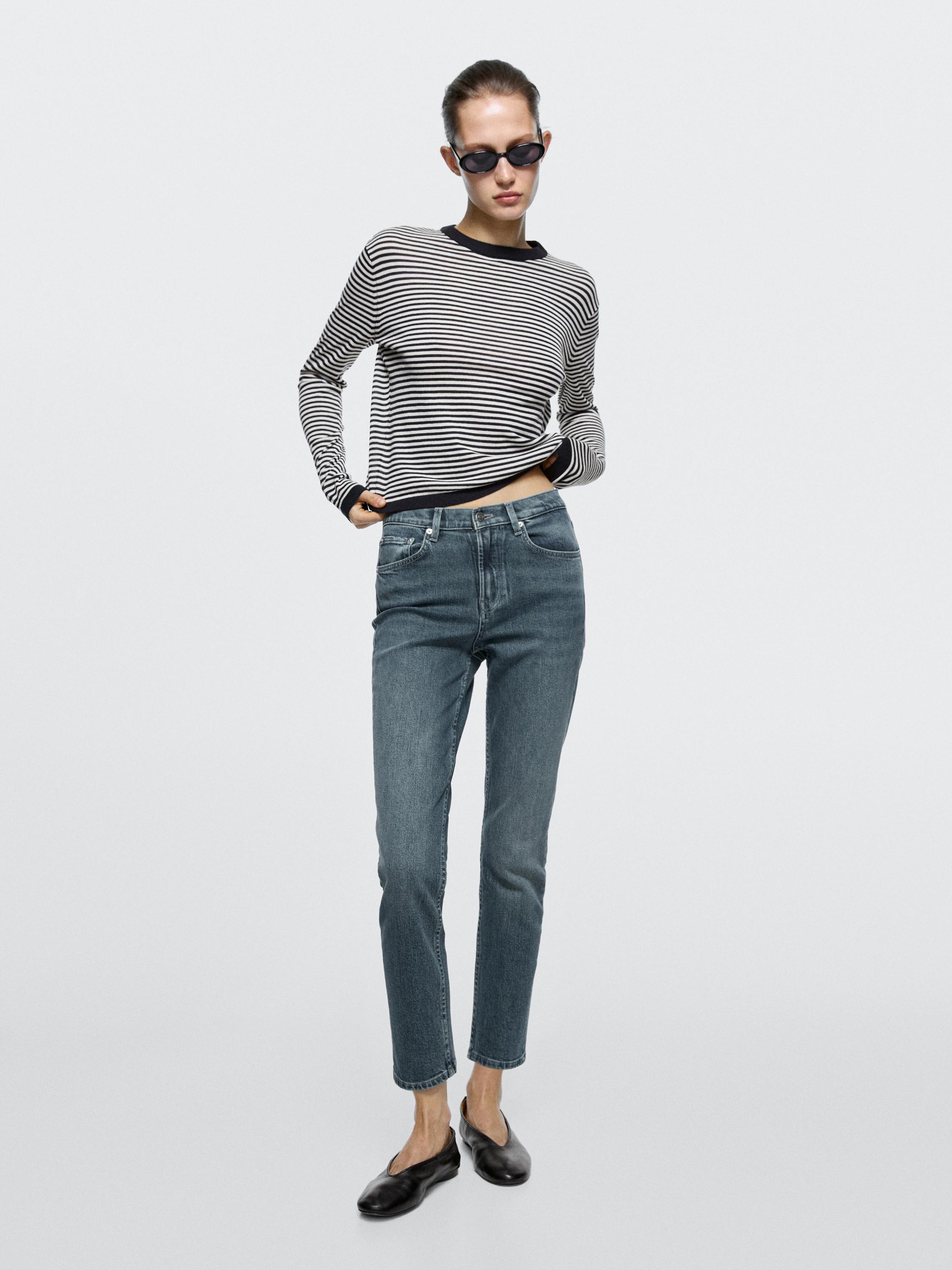 Mid-rise cropped slim fit jeans — Dark blue