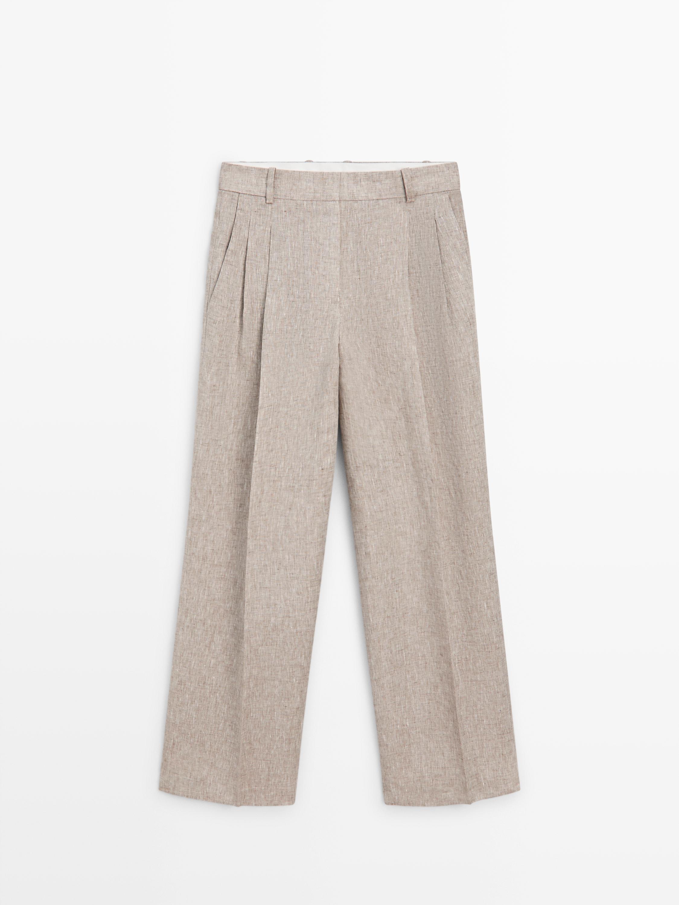 Linen suit trousers — BEIGE