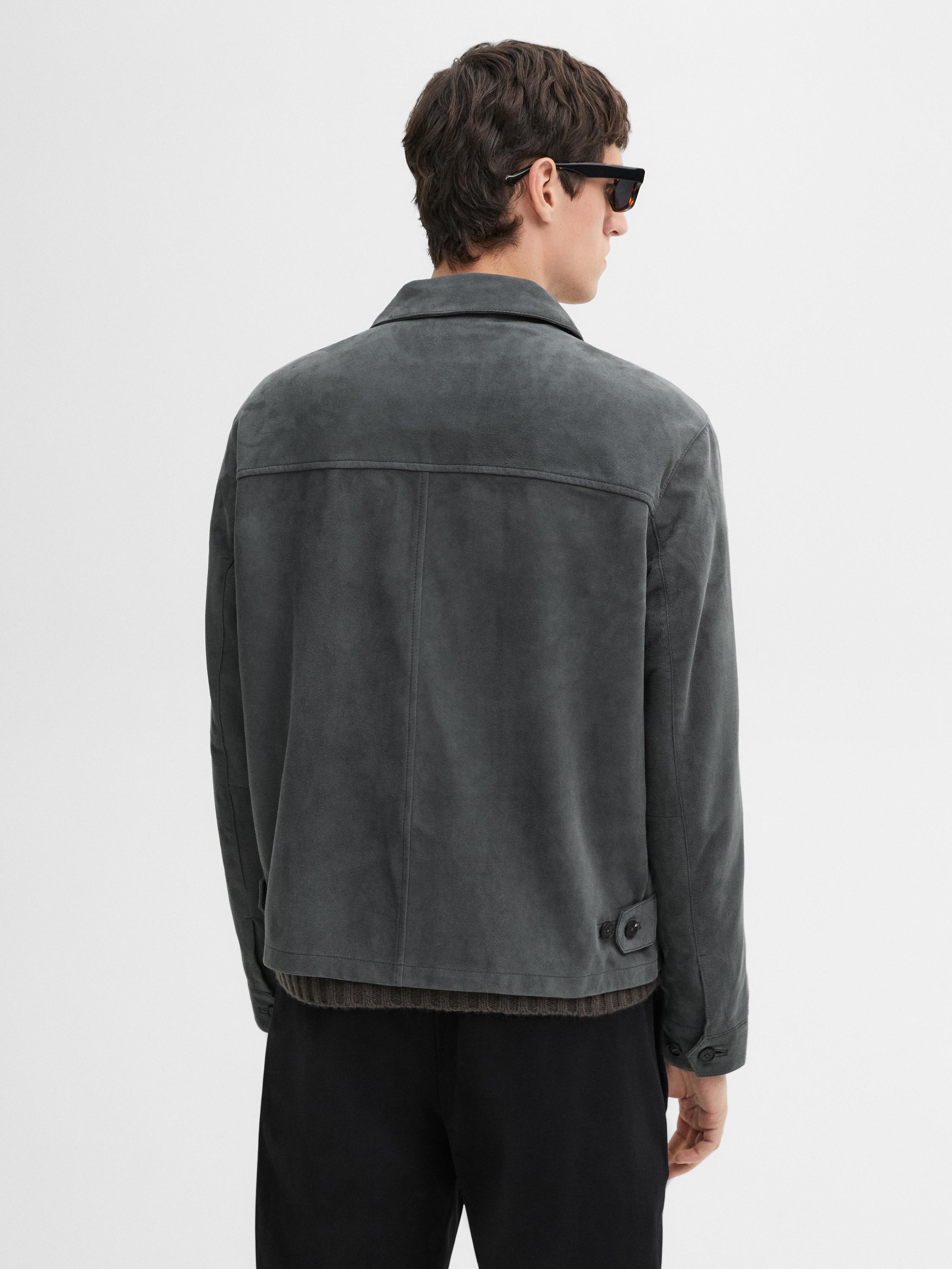 Short suede leather jacket