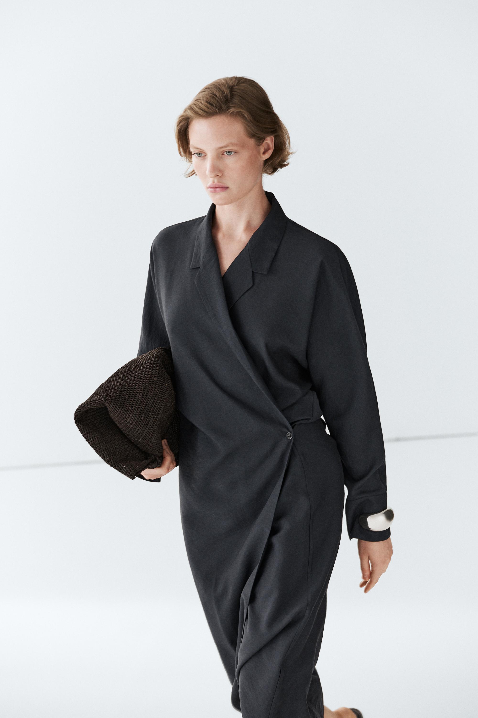 Midi dress with draped detail — LEAD