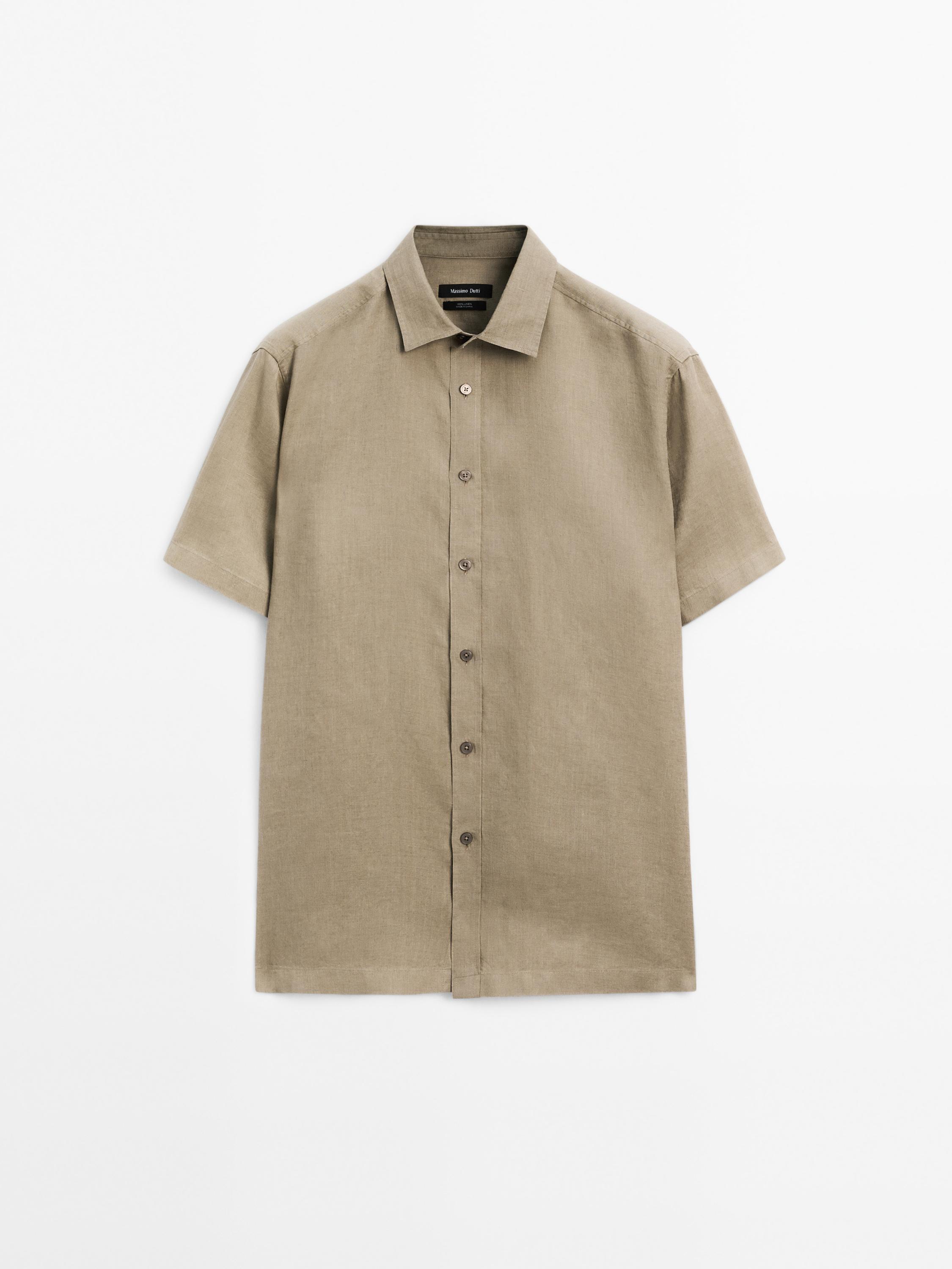 Kemeja linen lengan pendek regular fit