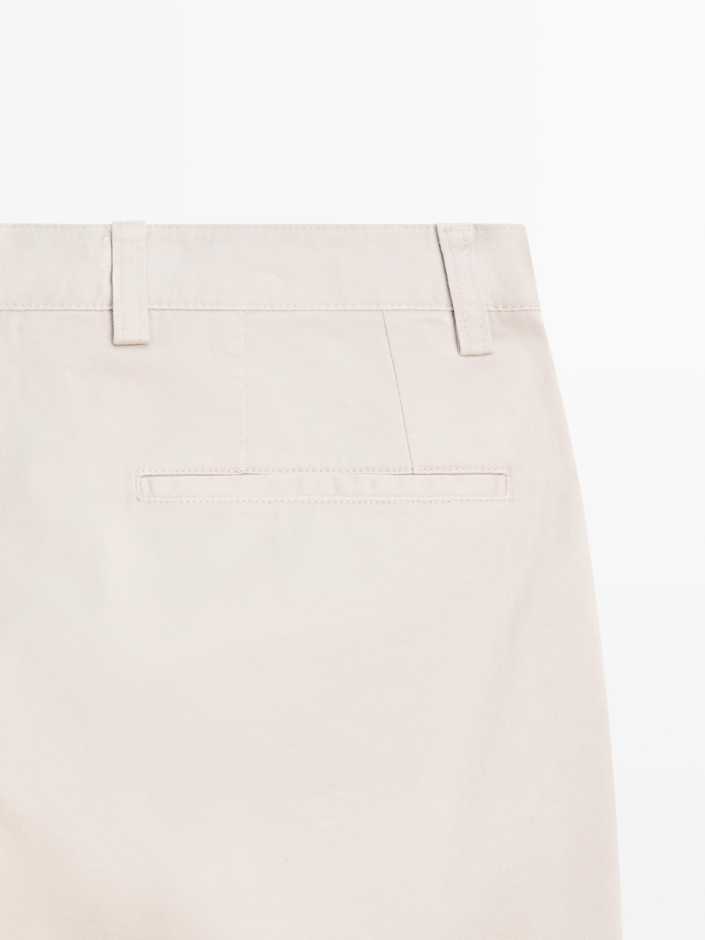 Straight-leg cotton blend trousers — BEIGE