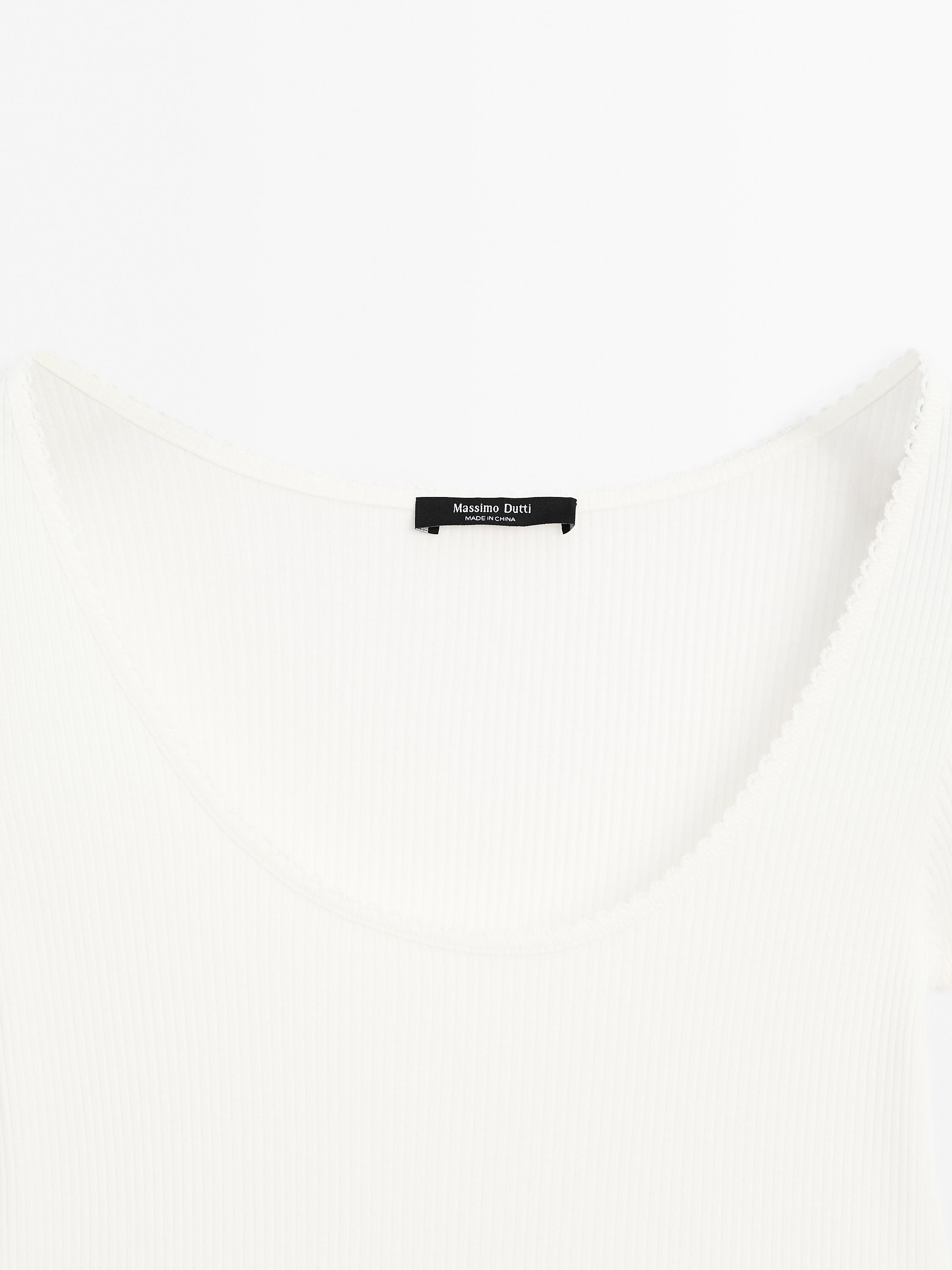 Cotton T-shirt with lace trim detail