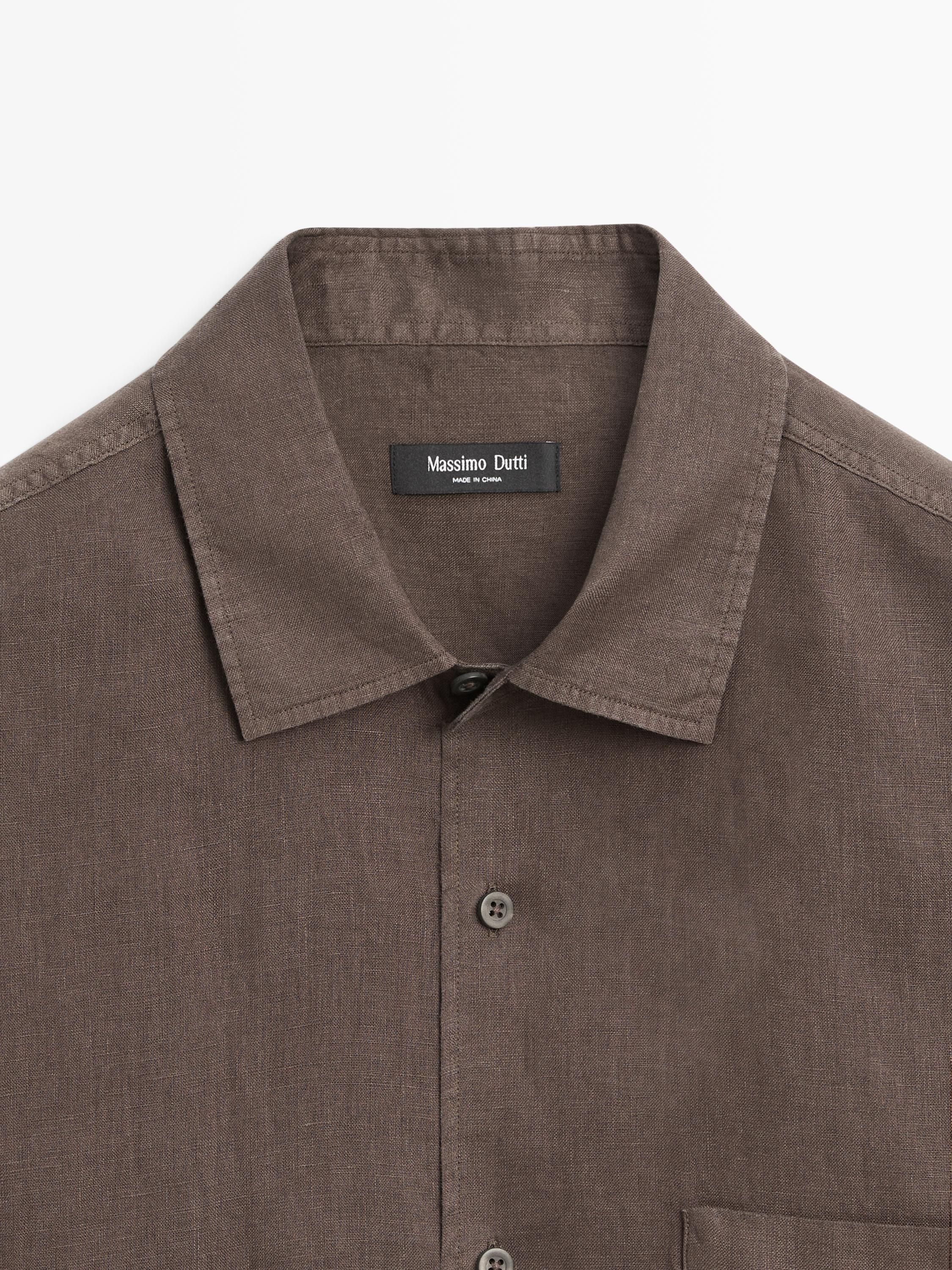 Regular fit short sleeve shirt — BROWN
