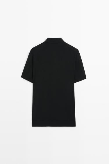 100% cotton knit polo sweater — BLACK 6