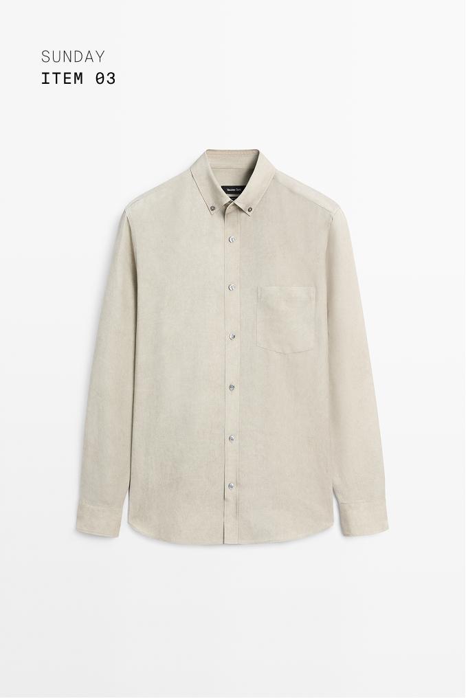Flowing regular fit lyocell-linen shirt — GREEN