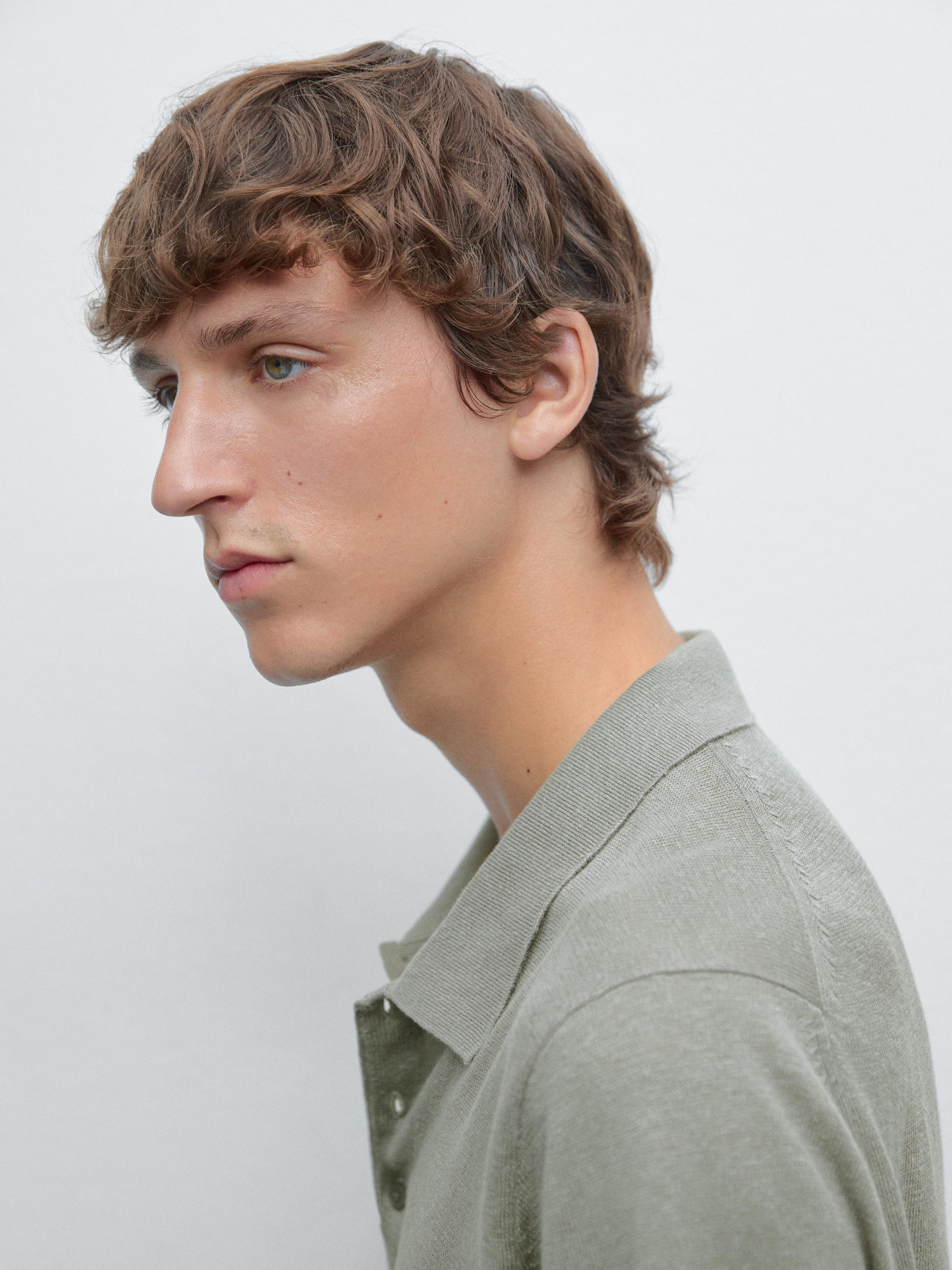 100% linen knit polo shirt