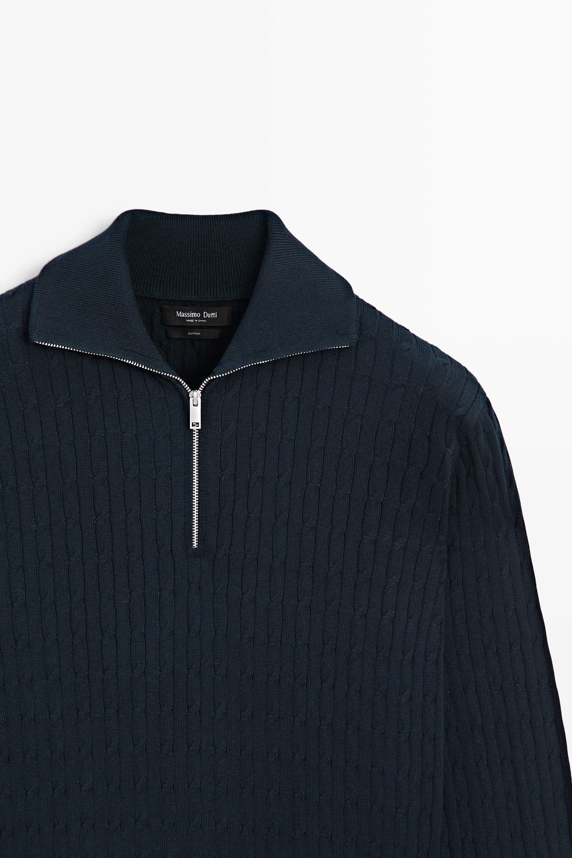 Massimo Dutti Fermuarlı dik yaka triko kazak görsel 2