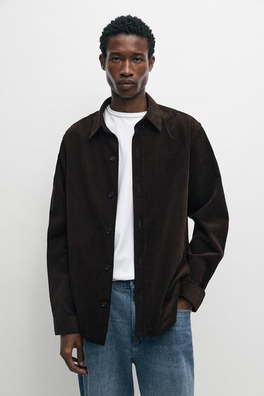 100% cotton corduroy overshirt — BROWN 3