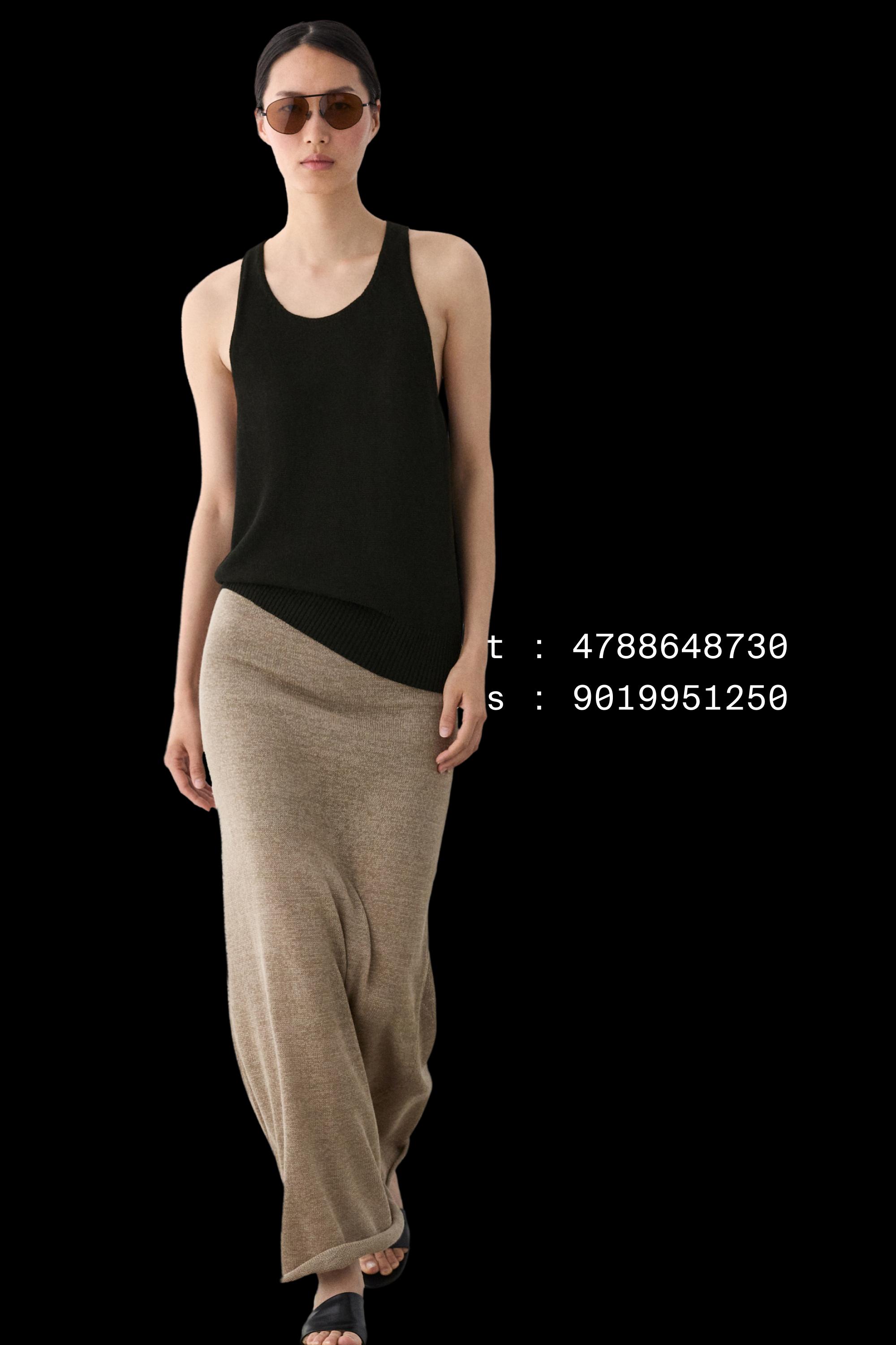 Total look flared knit skirt — SAND