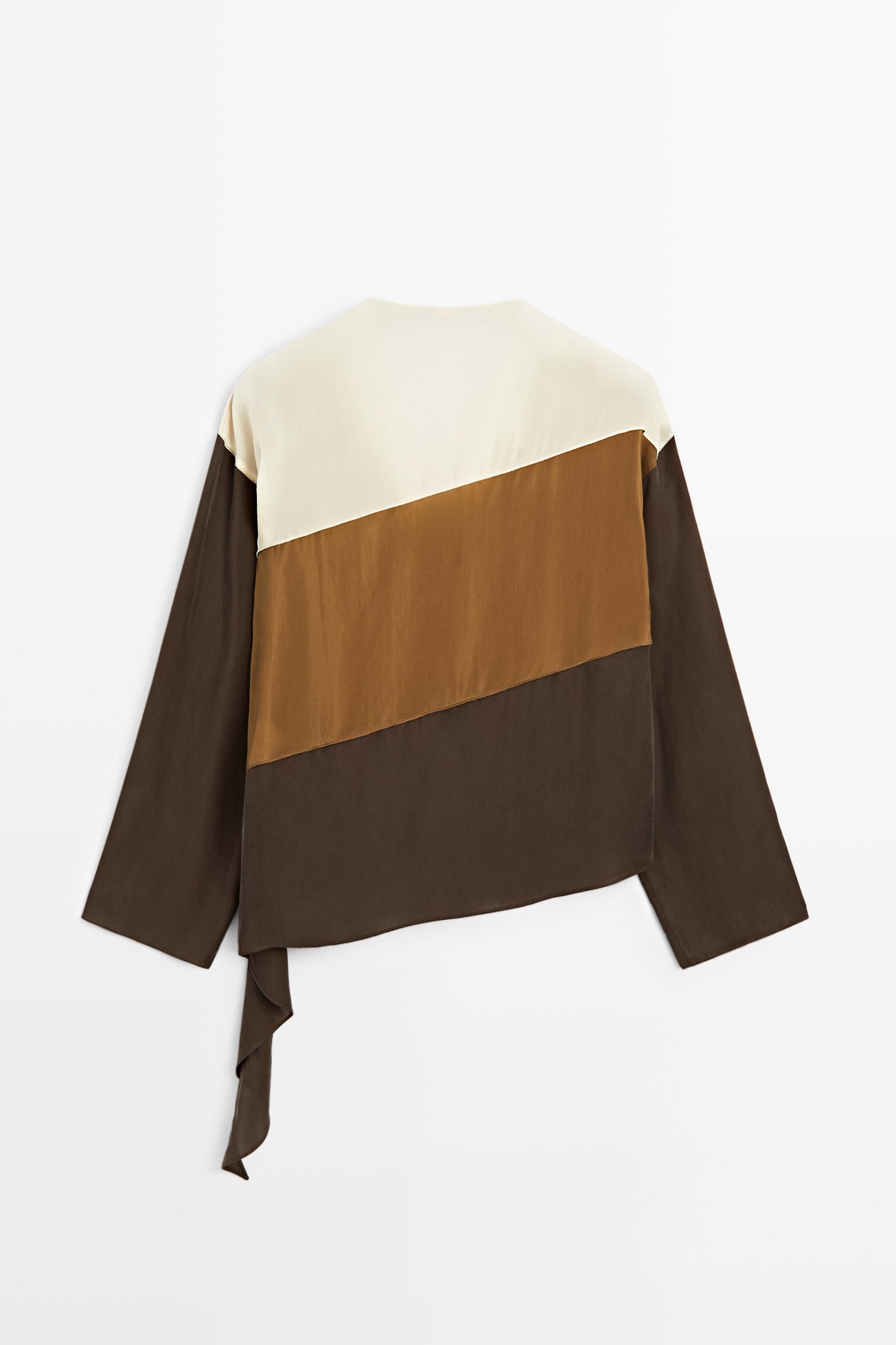 Tricolor flowing shirt — Chocolate