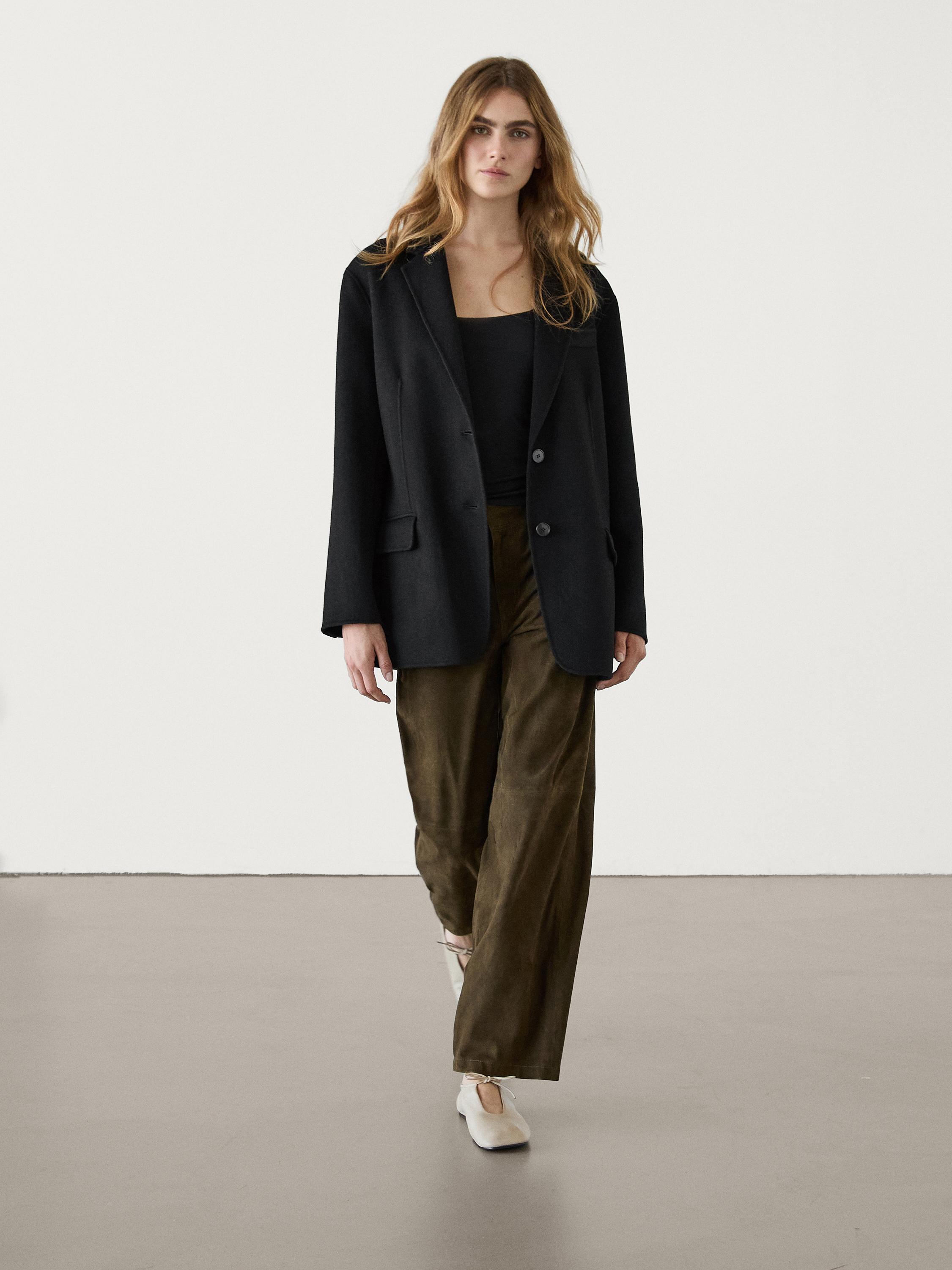 Wool blend blazer with pocket details · Black · Coats And Jackets | Massimo  Dutti