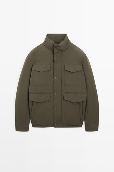Down jacket with pocket details — KHAKI 2
